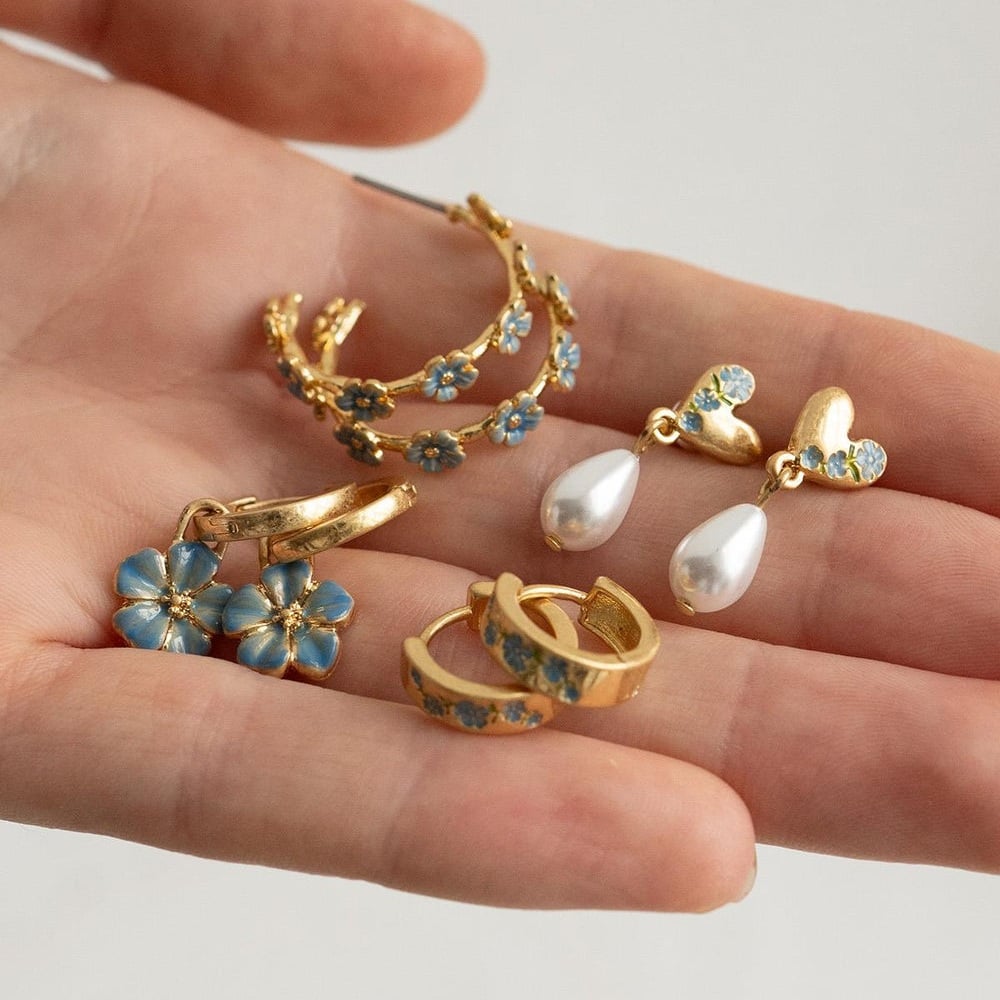 Fable England 勿忘我珍珠耳環