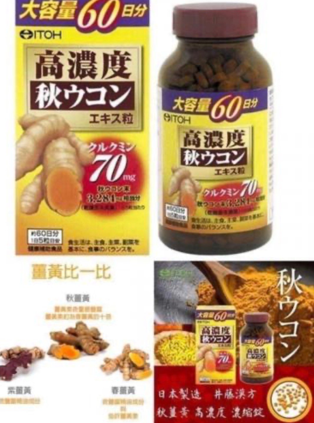 日本ITOH 爽快甘錠 薑黃素