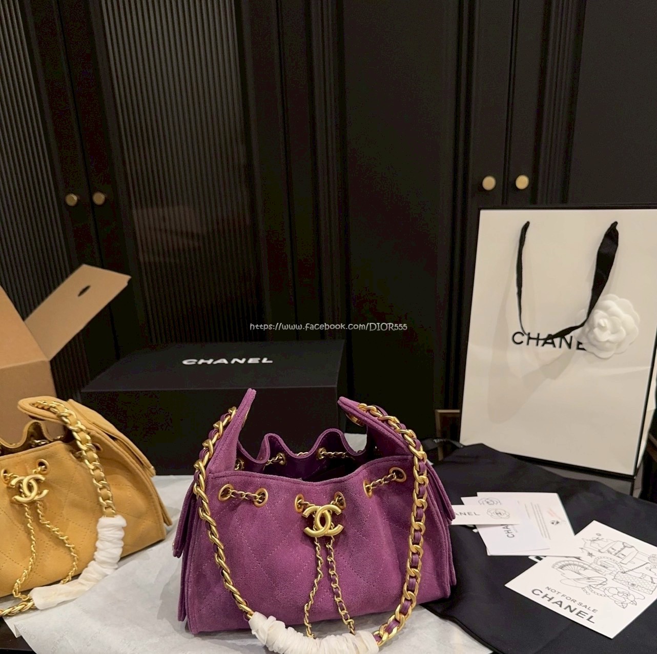 小香mini麂皮抽繩水桶包