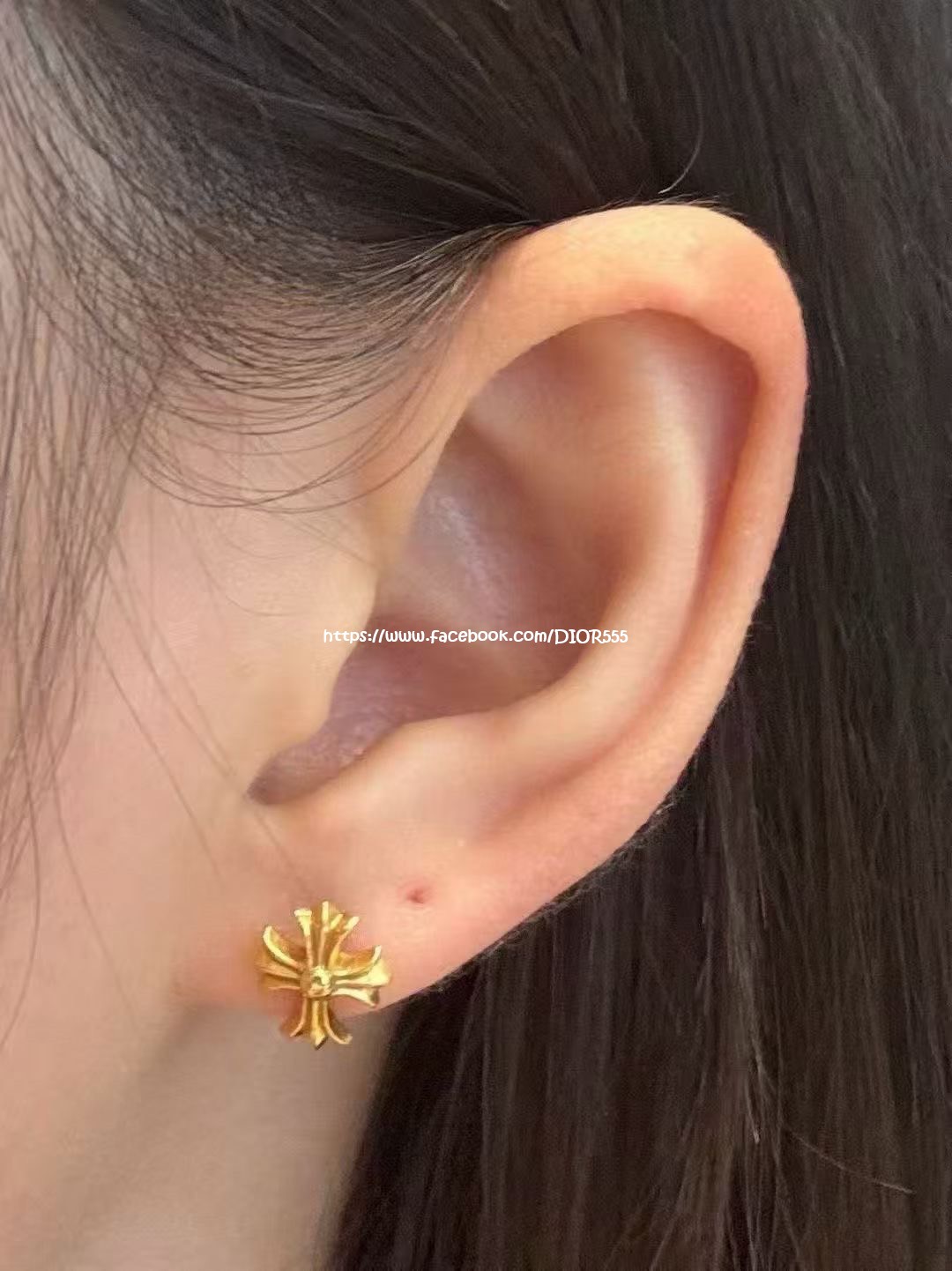 克羅心無鑽款十字花耳環