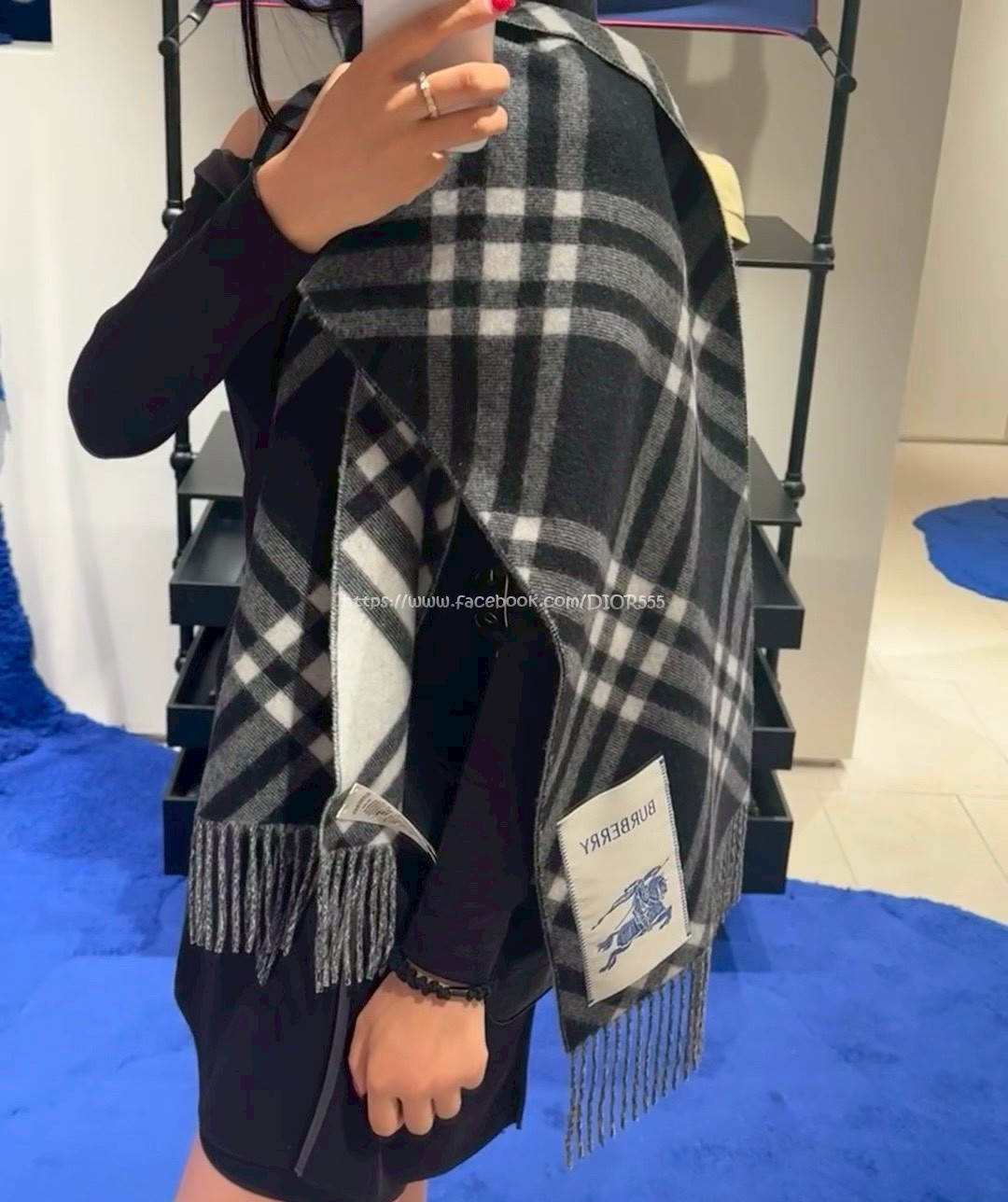 BBR斜格紋流蘇圍巾