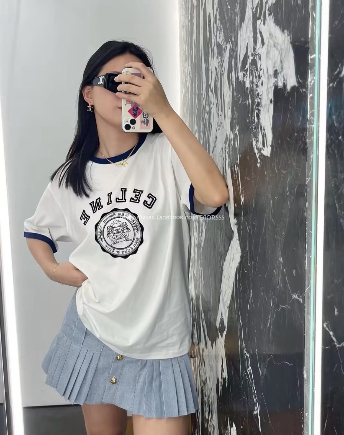 Celine棒球撞色T
