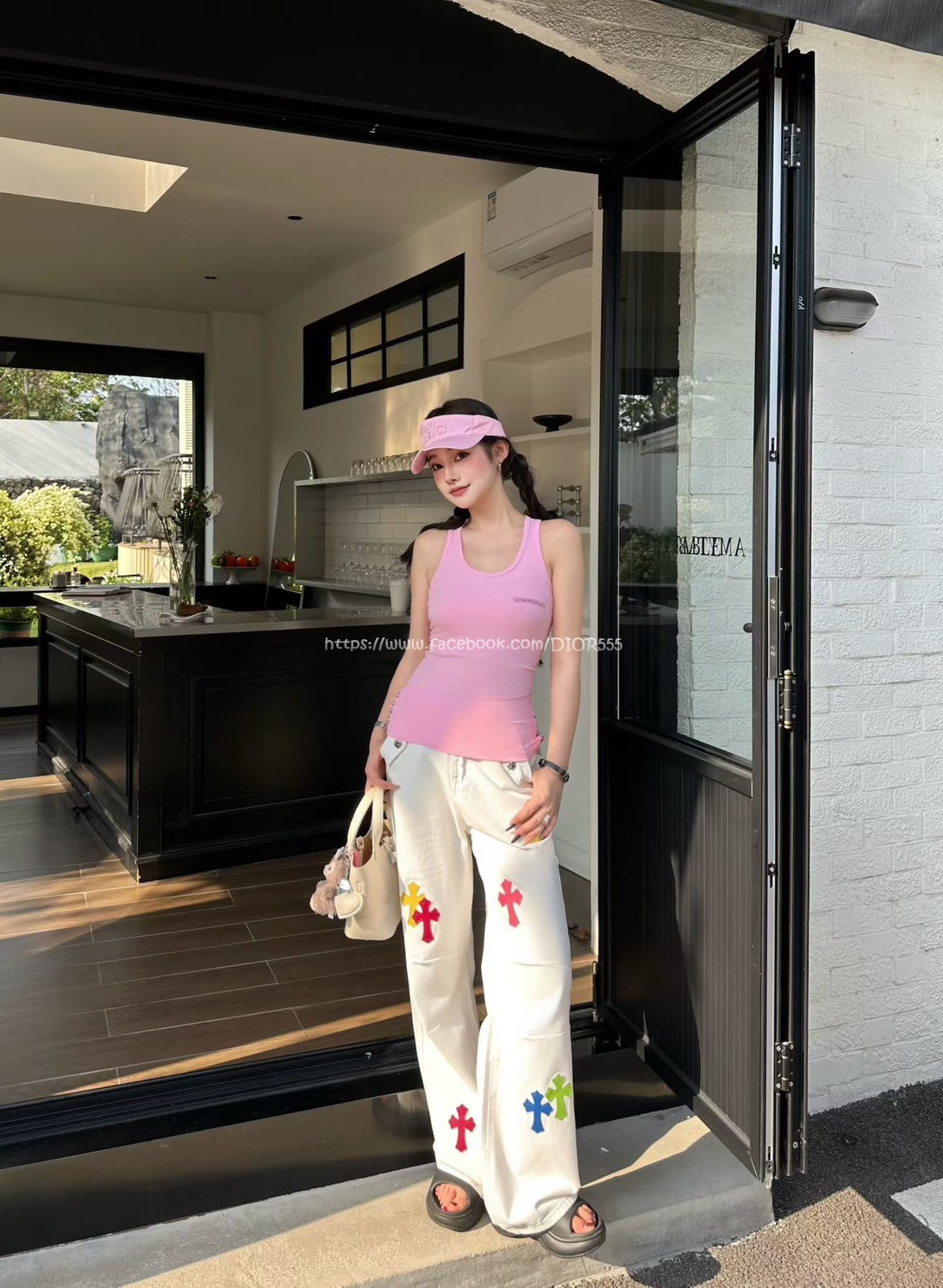 克羅心鈕扣十字印花背心