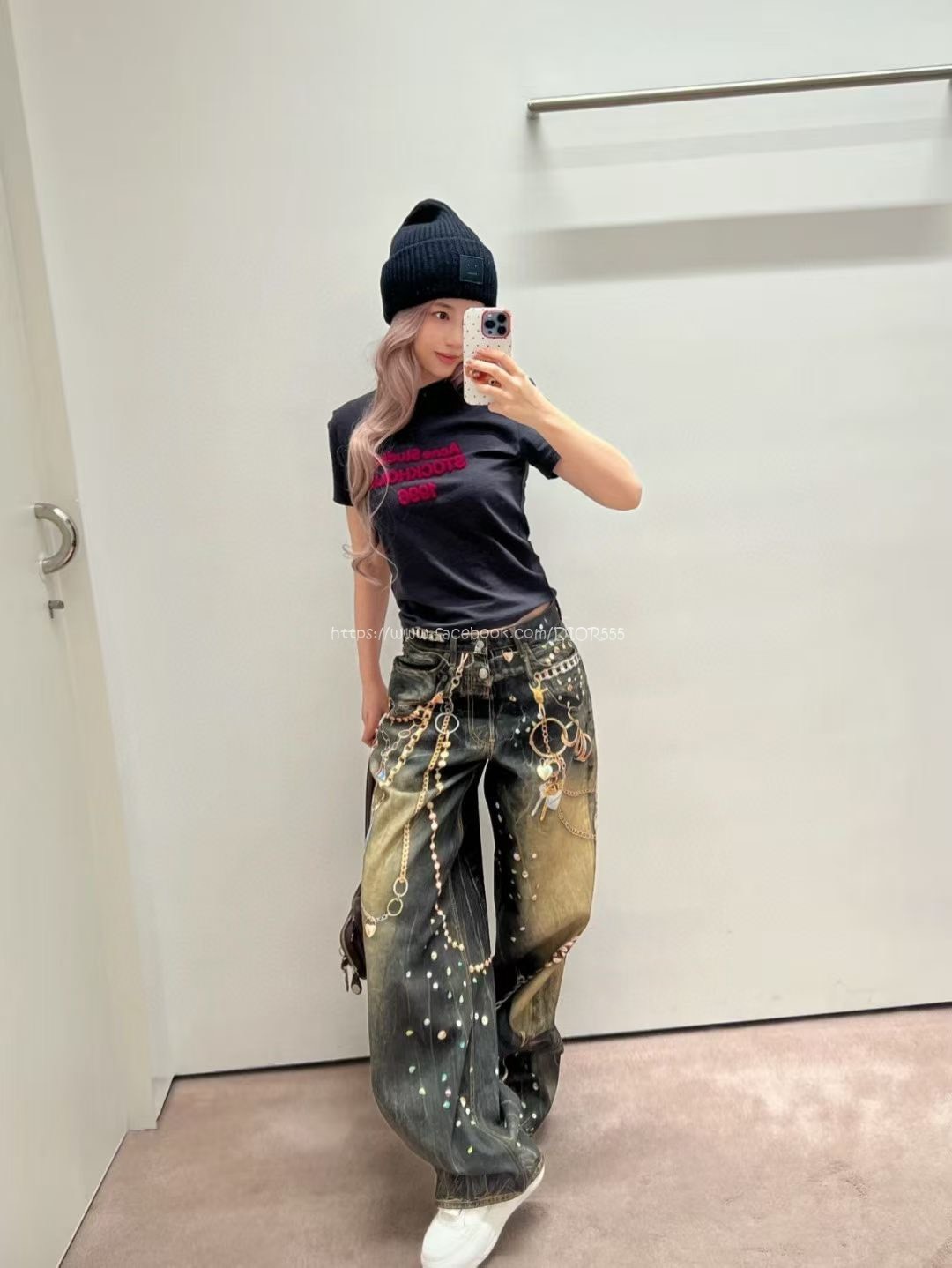 AC黑金鍊條牛仔褲