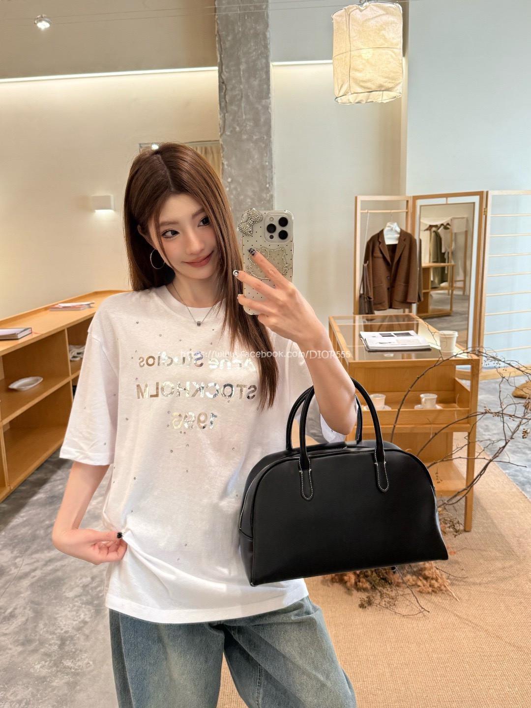 ACNE鐳射字母燙鑽T