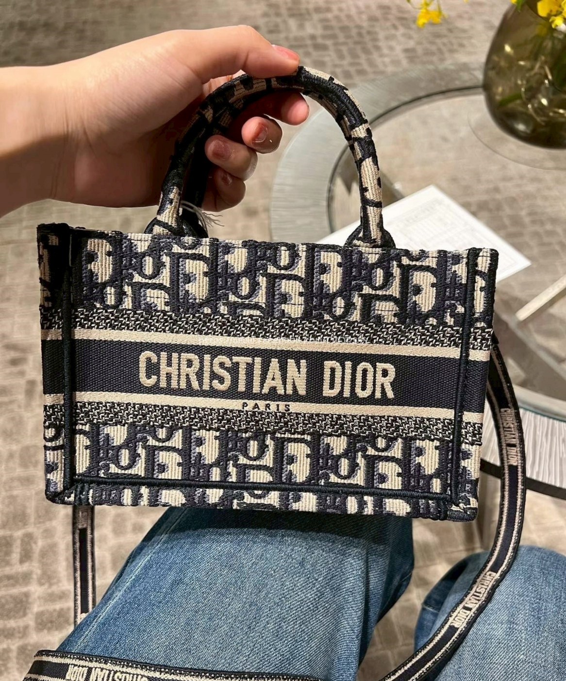 Dior Oblique老花刺繡Tote