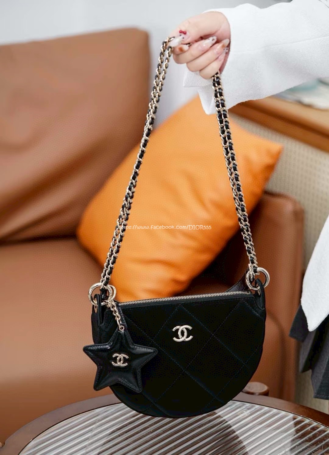 小香麂皮絲絨五角星半月包