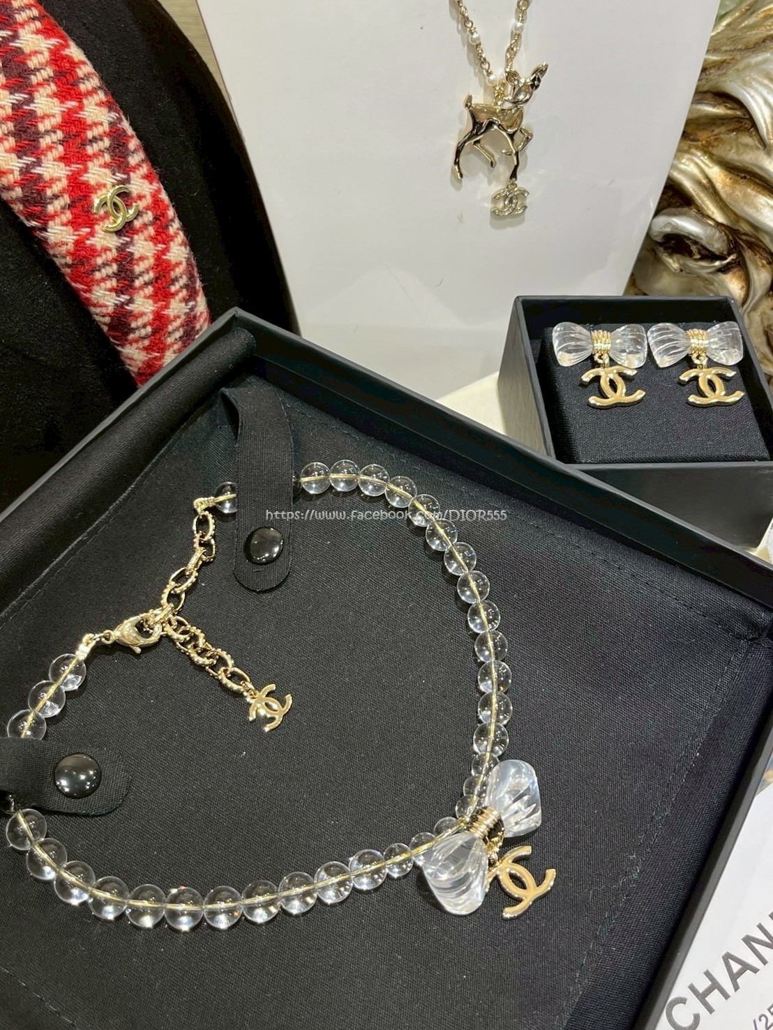 小香蝴蝶結金色項鍊choker