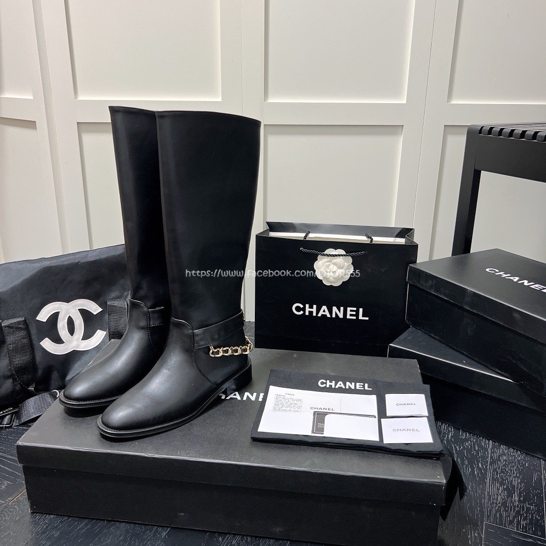 小香鏈條高筒長靴/騎士靴