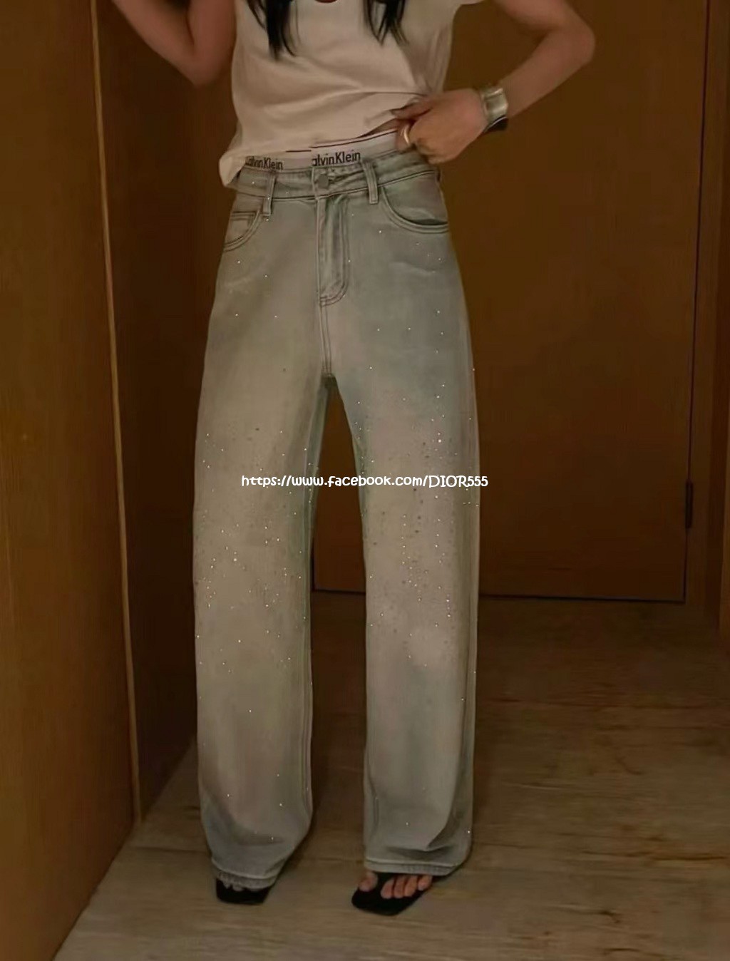 CK雙腰頭爆閃褲