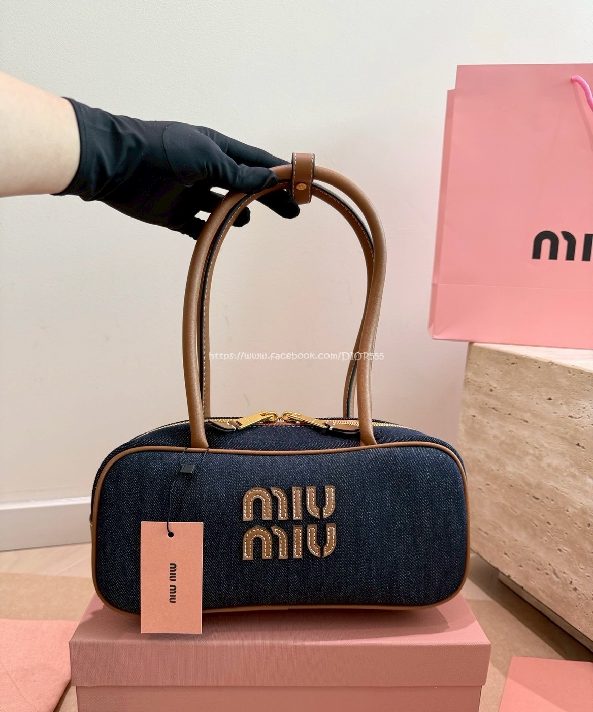 miumiu牛仔丹寧保齡球包