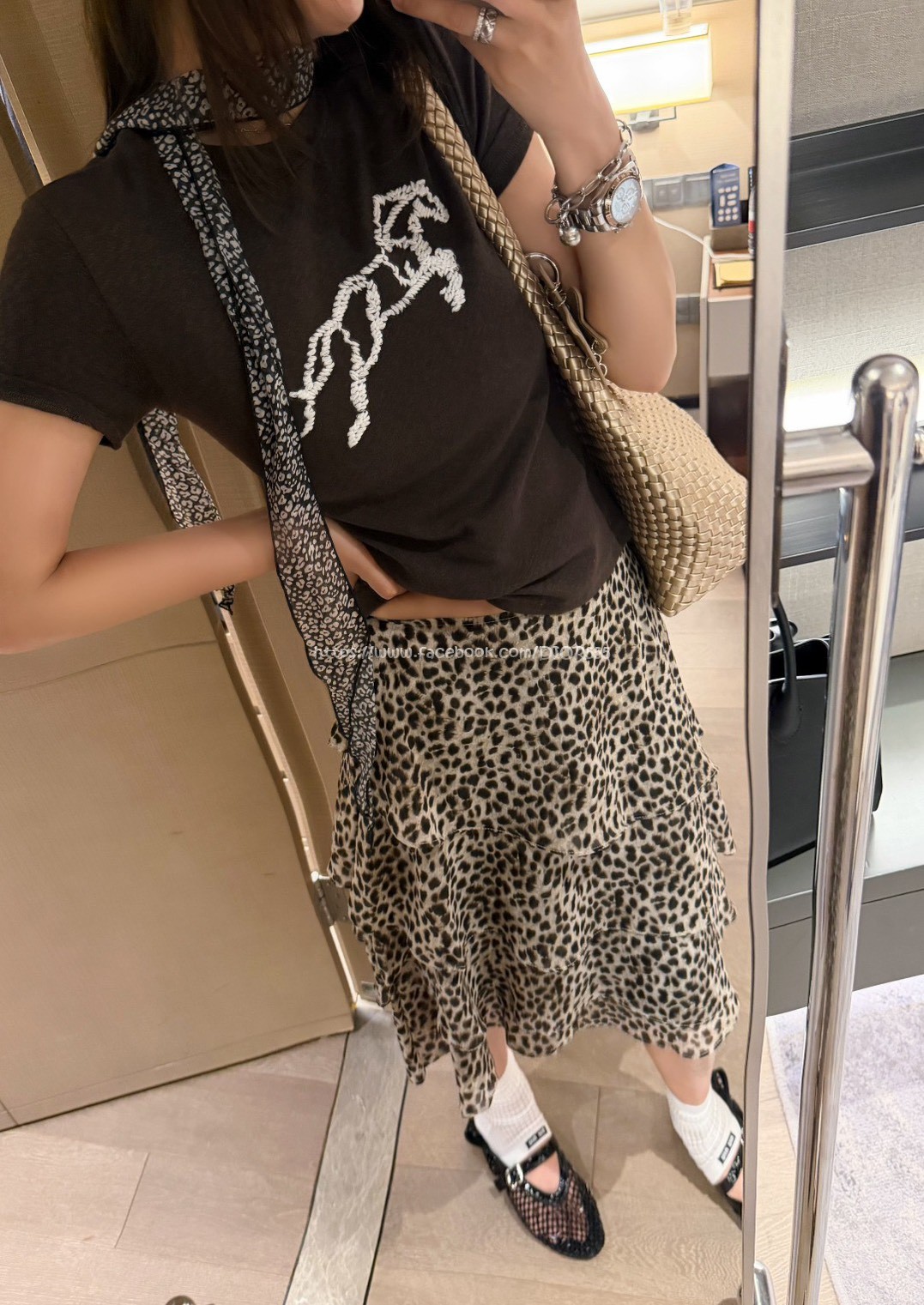 復古豹紋雪紡裙