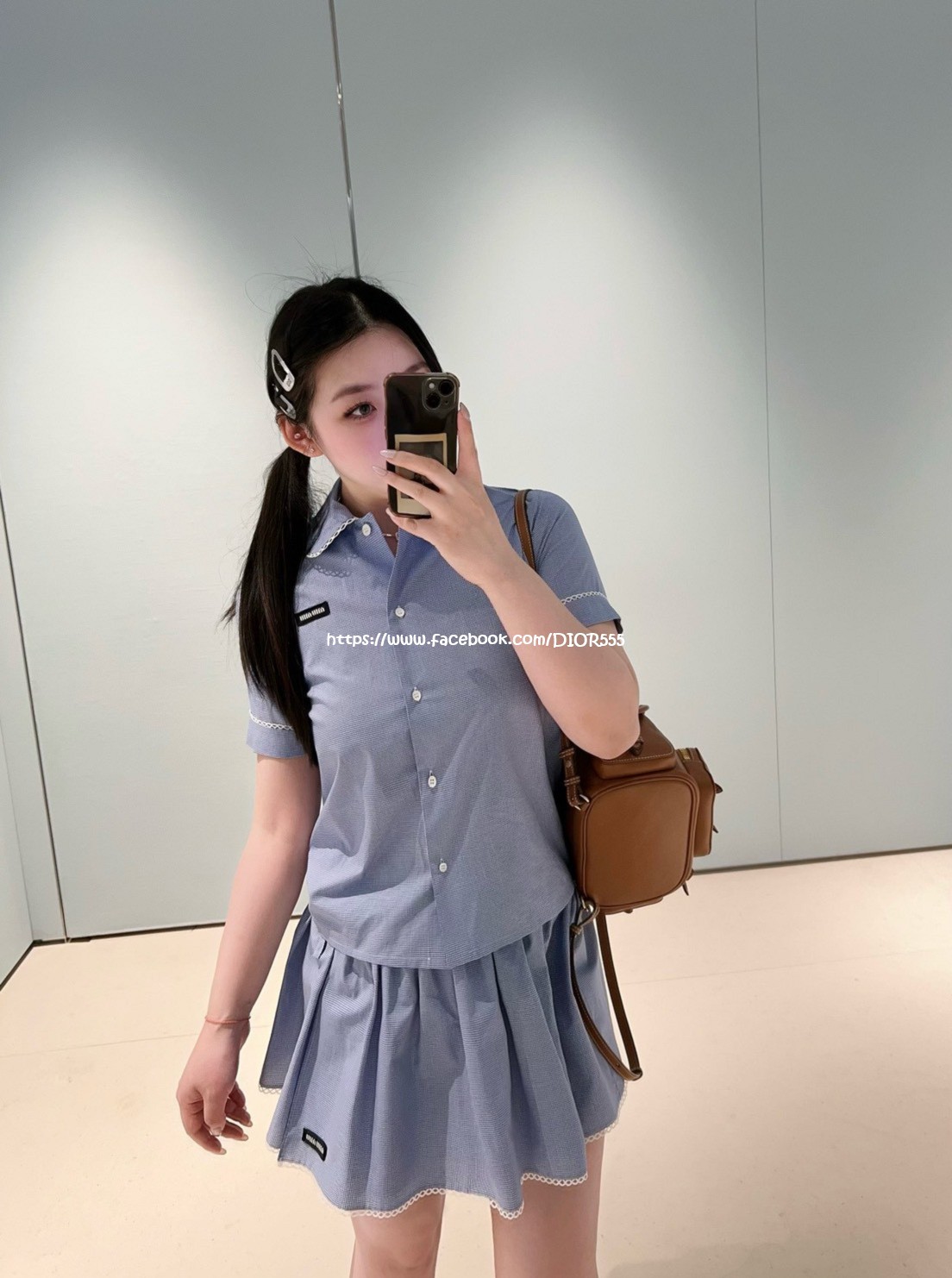 miu miu 藍格紋套裝裙