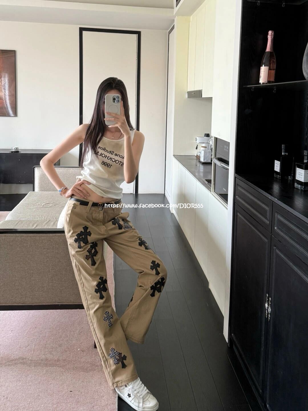 C.H克羅心棋盤格牛仔褲