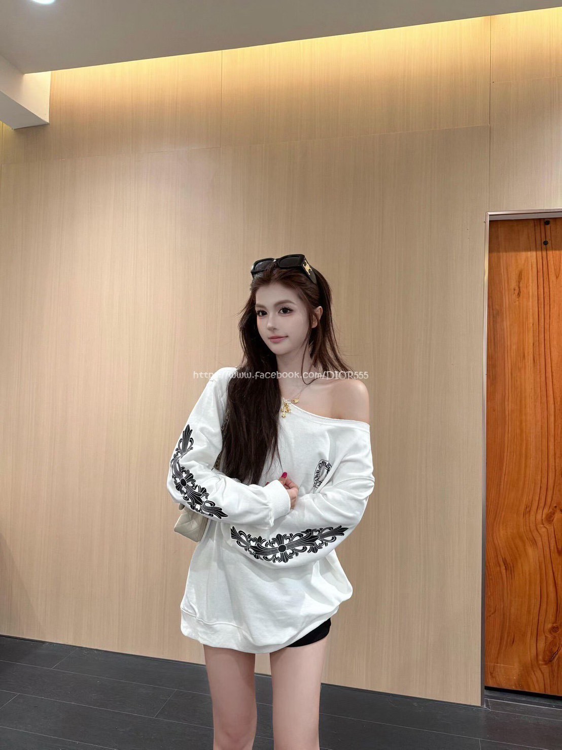 克羅心斜肩上衣