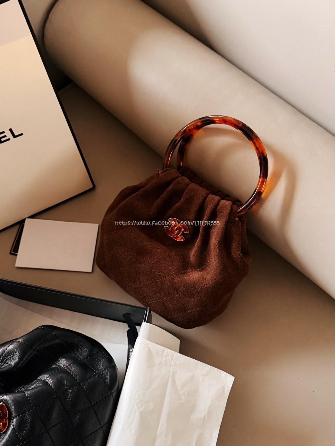 小香麂皮元寶手提包