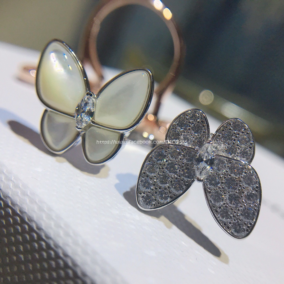 VCA蝴蝶白貝指間戒 