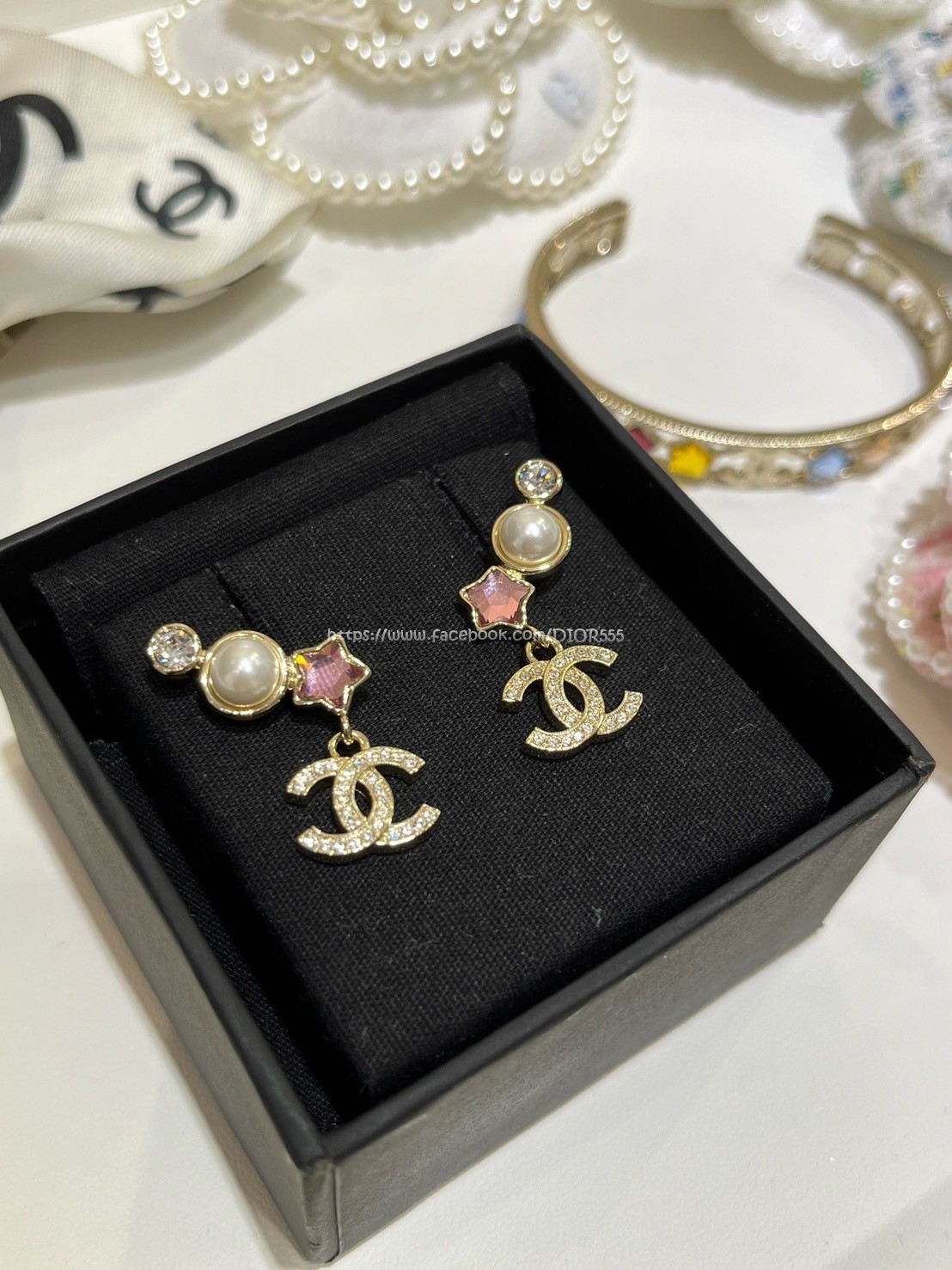 小香滿鑽雙C耳環