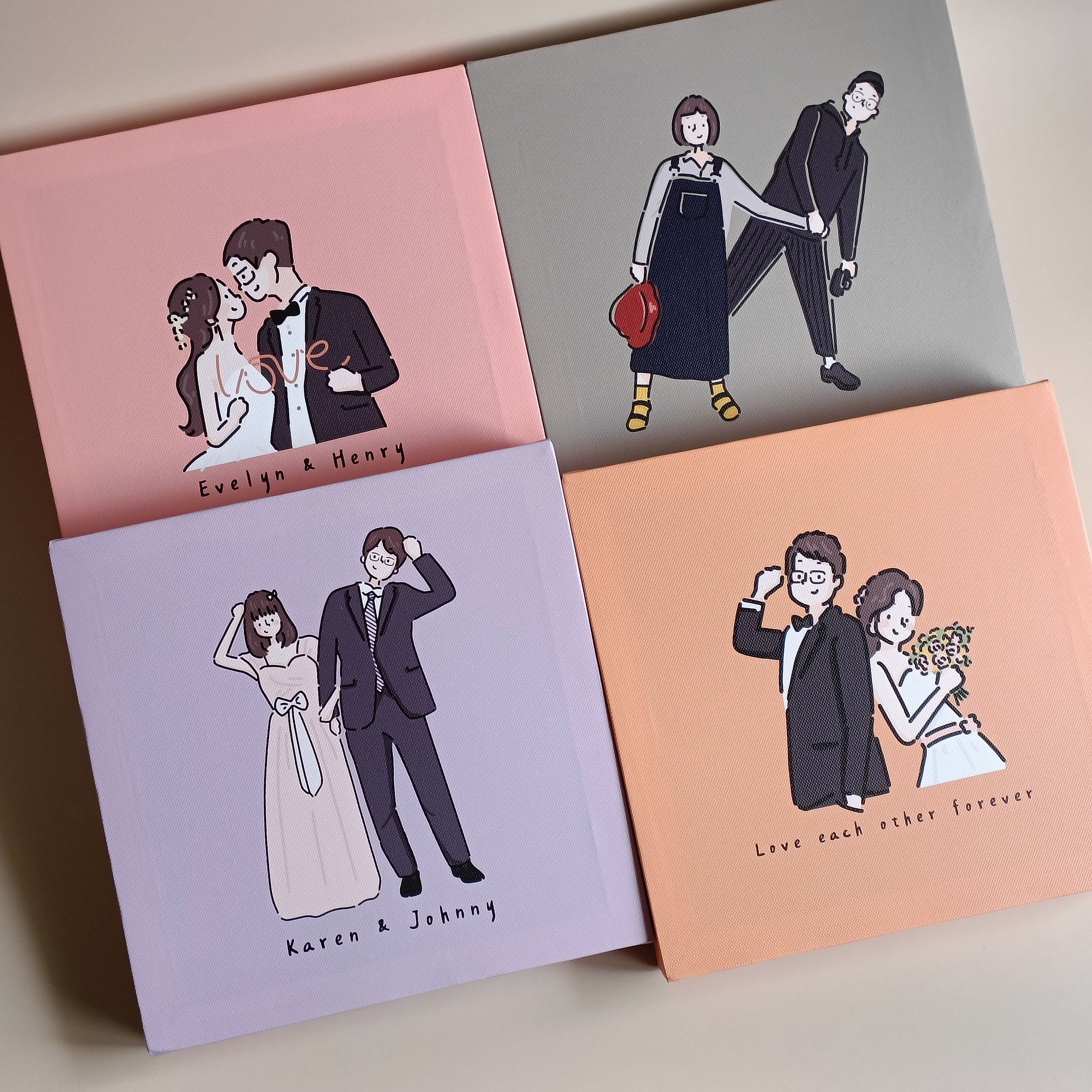 【客製】彩色簡約萌萌頭像＿無框畫_附贈手機桌布