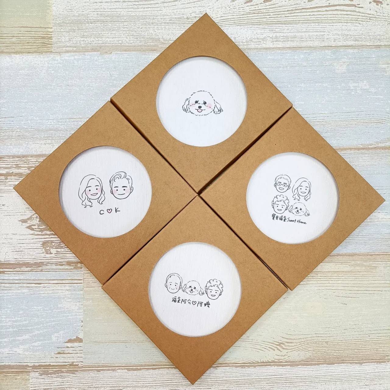 【客製化似顏繪】Ｑ版小頭_六色磨砂杯+杯墊組