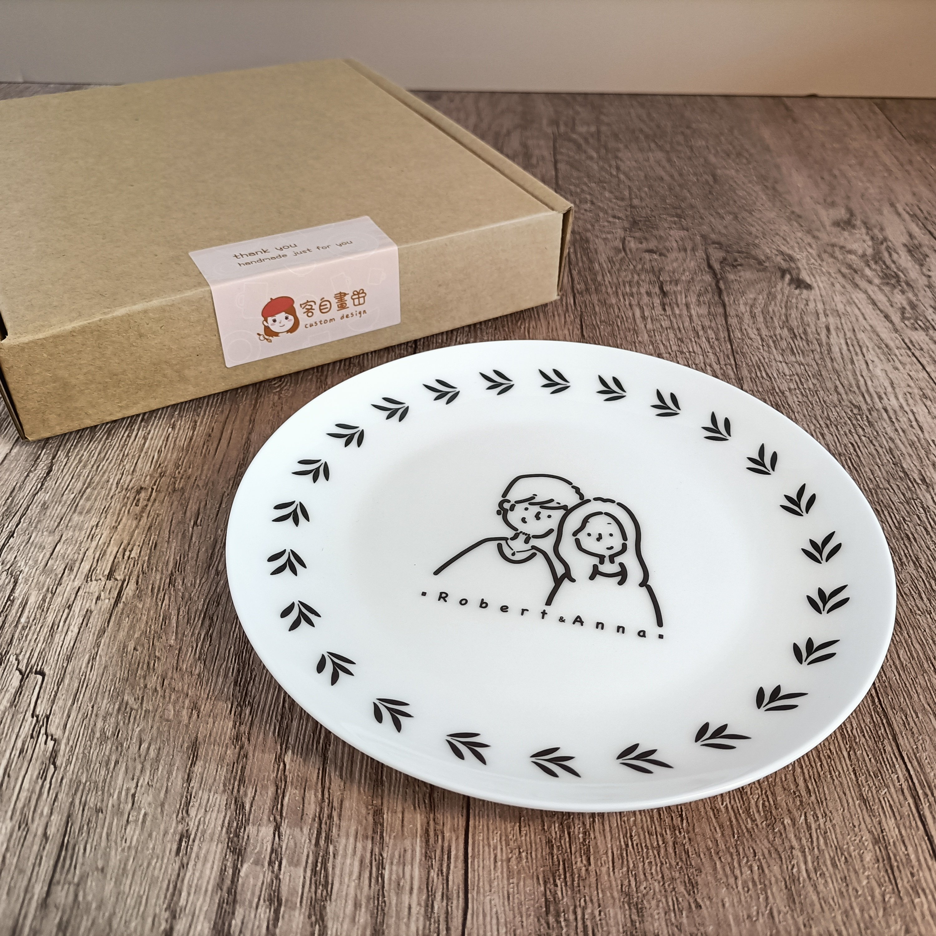 【客製化似顏繪】簡約萌萌頭像＿點心盤(6.5吋骨瓷盤)