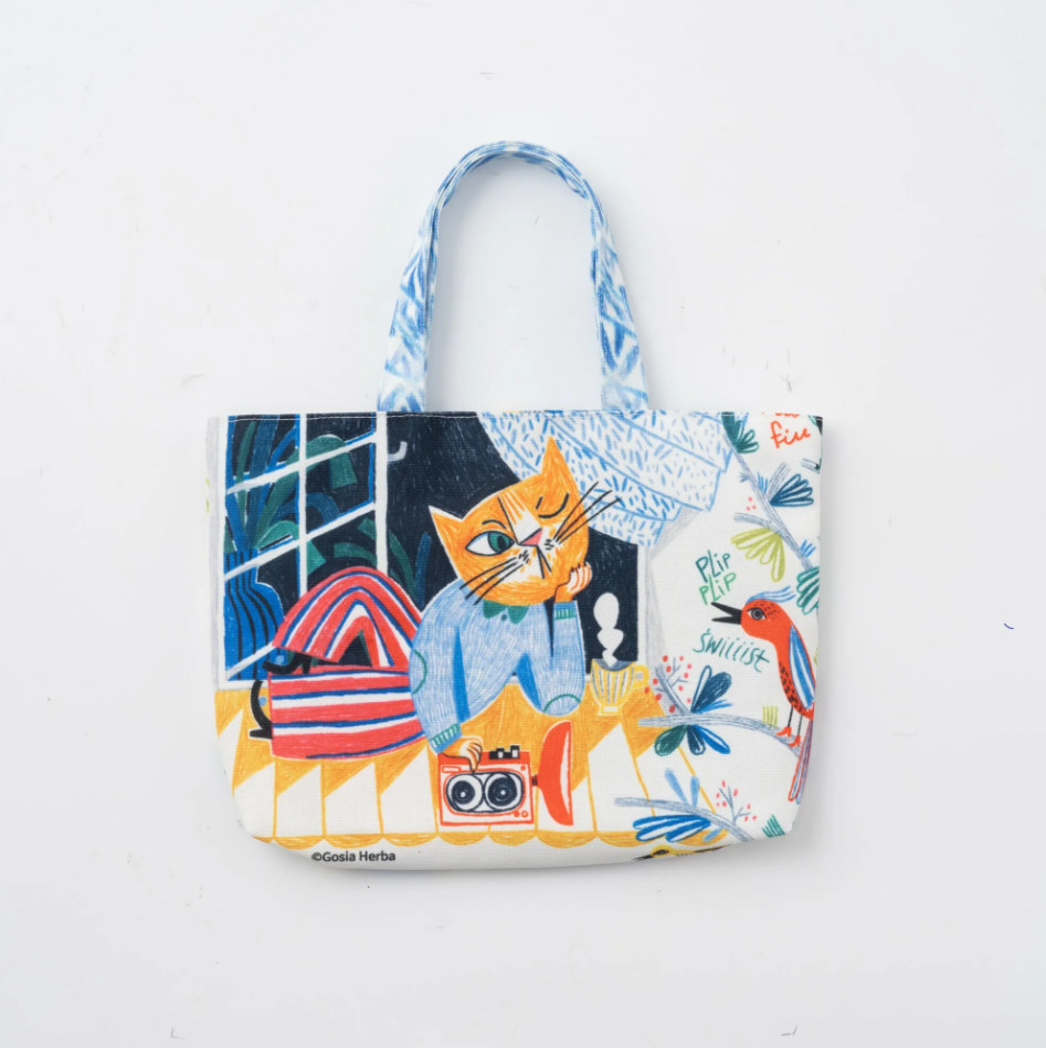 翡冷翠文創 愛聽音樂的貓 波隆那小提袋《泡泡糖第五大街》