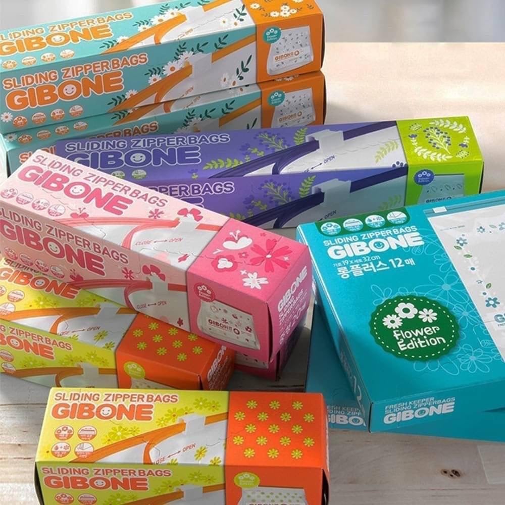 GIBONE 滑軌式夾鏈袋花朵款 出國收納袋收納小物收納玩具食物密封袋
