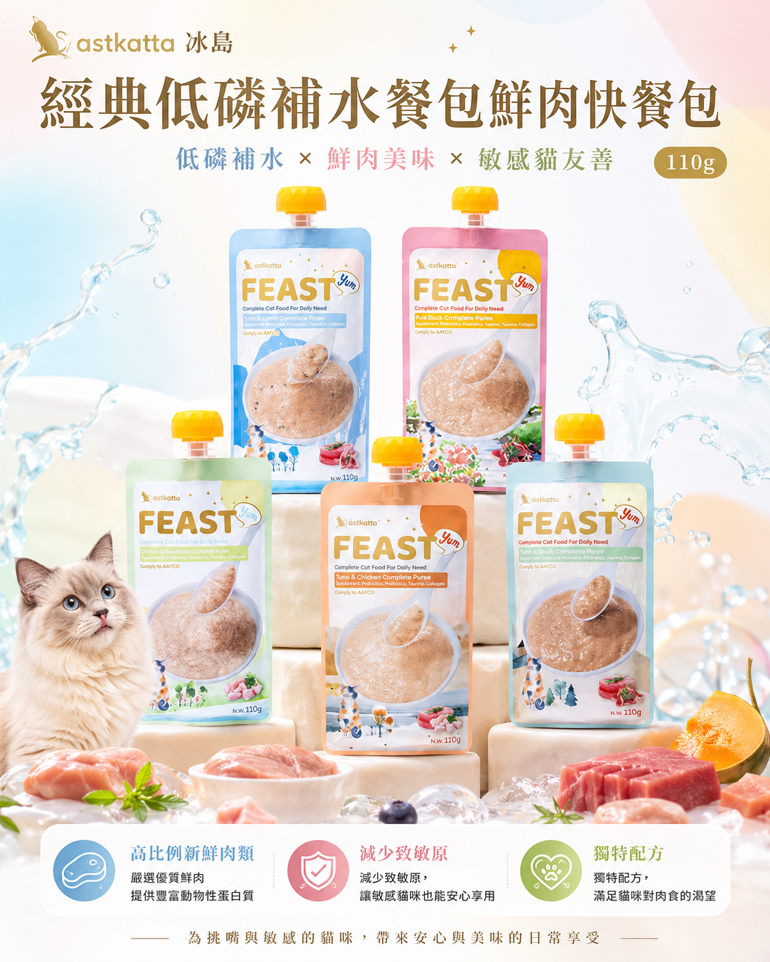 Astkatta 冰島 貓主食快餐包110g