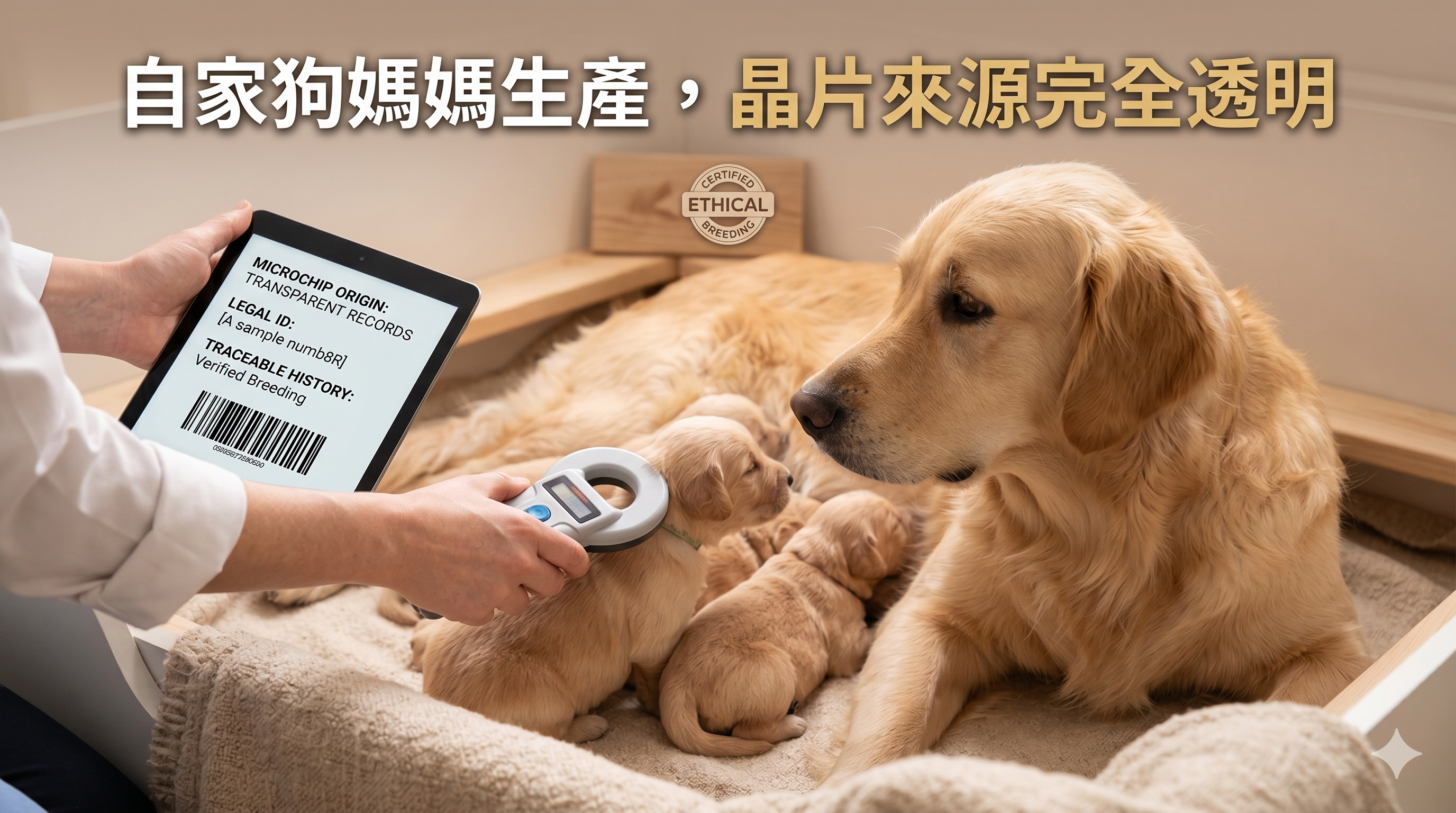 自家狗媽媽生產，晶片來源完全透明