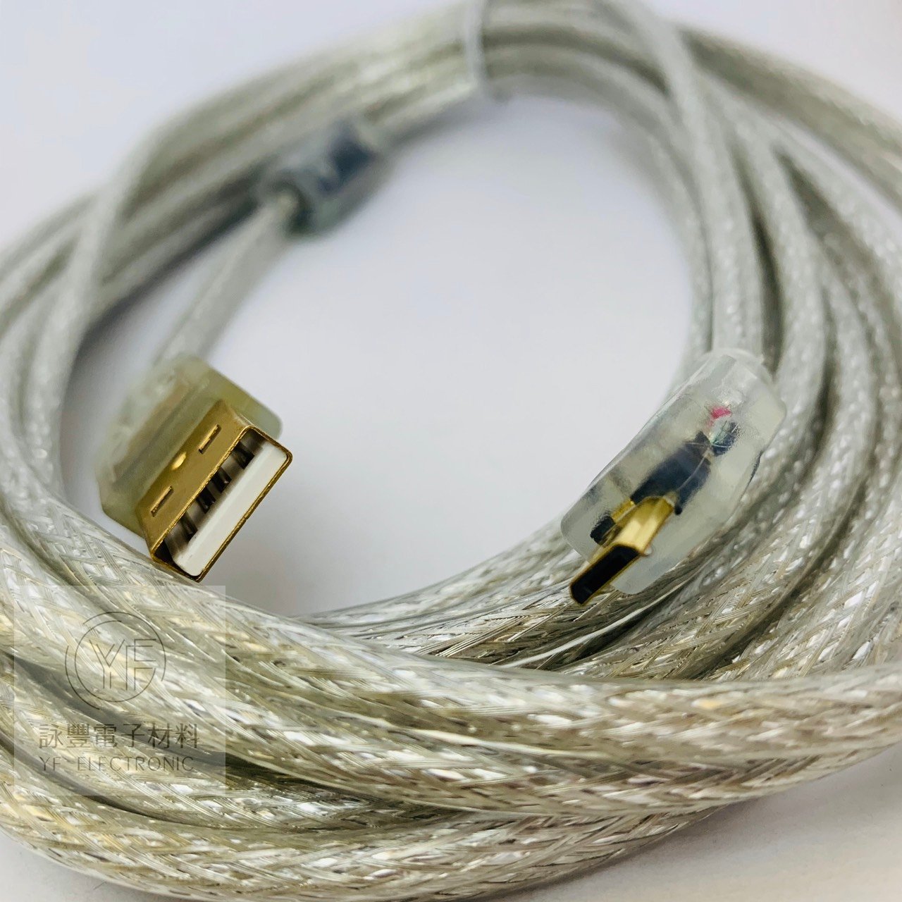 A公 /Micro B公透明鍍金線(5米)  