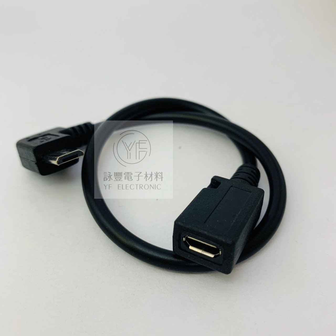 USB 2.0 Micro B公90度轉Micro母  (左彎)