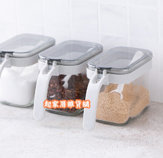 udilife 生活大師－美廚 方形玻璃調味罐附匙（350ml）