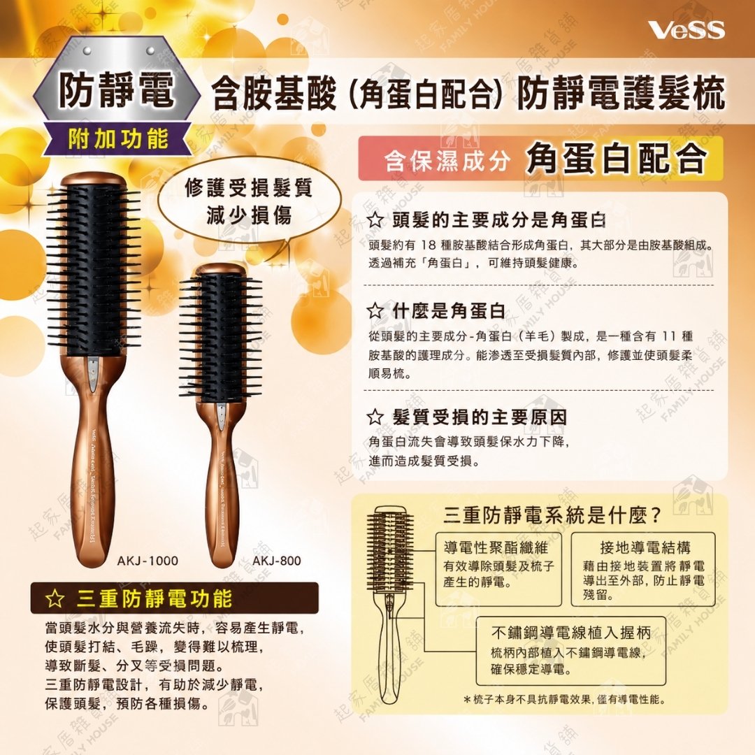 日本VeSS－胺基酸除靜電髮梳