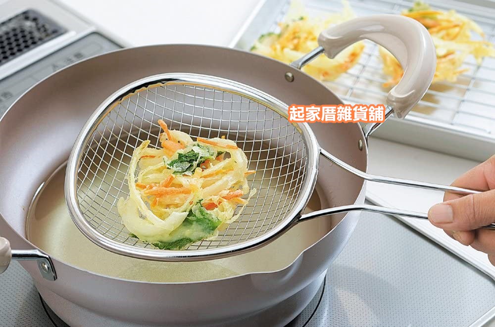 日本下村企販 燕三条－18-8不鏽鋼 淺型寬格撈網