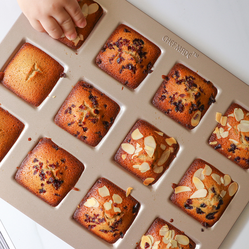 學廚Chefmade－香檳金12連正方型費南雪蛋糕模