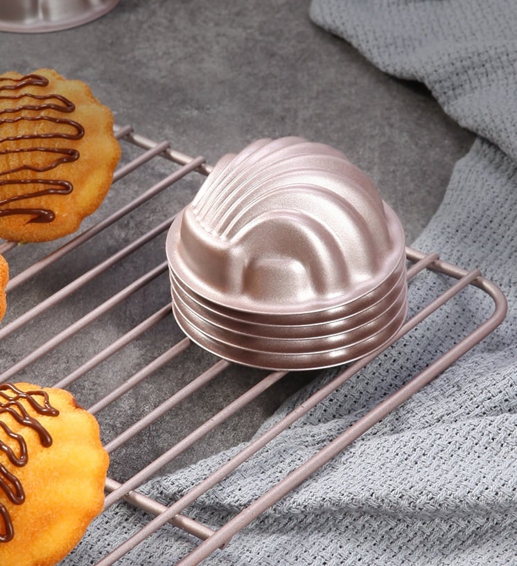 學廚Chefmade－香檳金不沾日式瑪德蓮蛋糕模（4入）