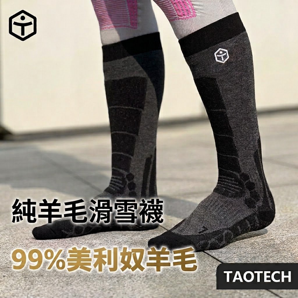 Taotech｜ 美利奴純羊毛滑雪襪