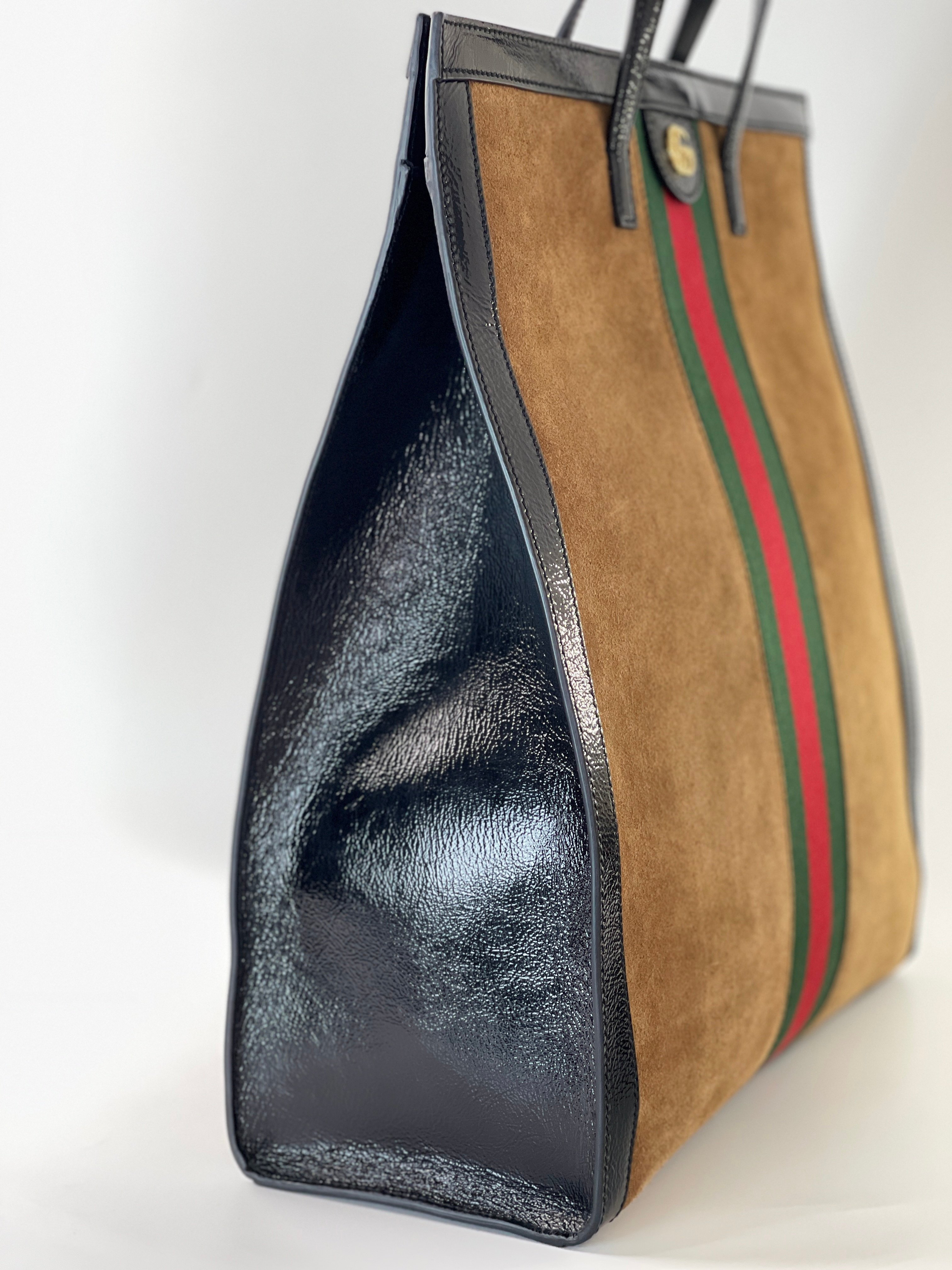 Gucci 紅綠麂皮大托特包