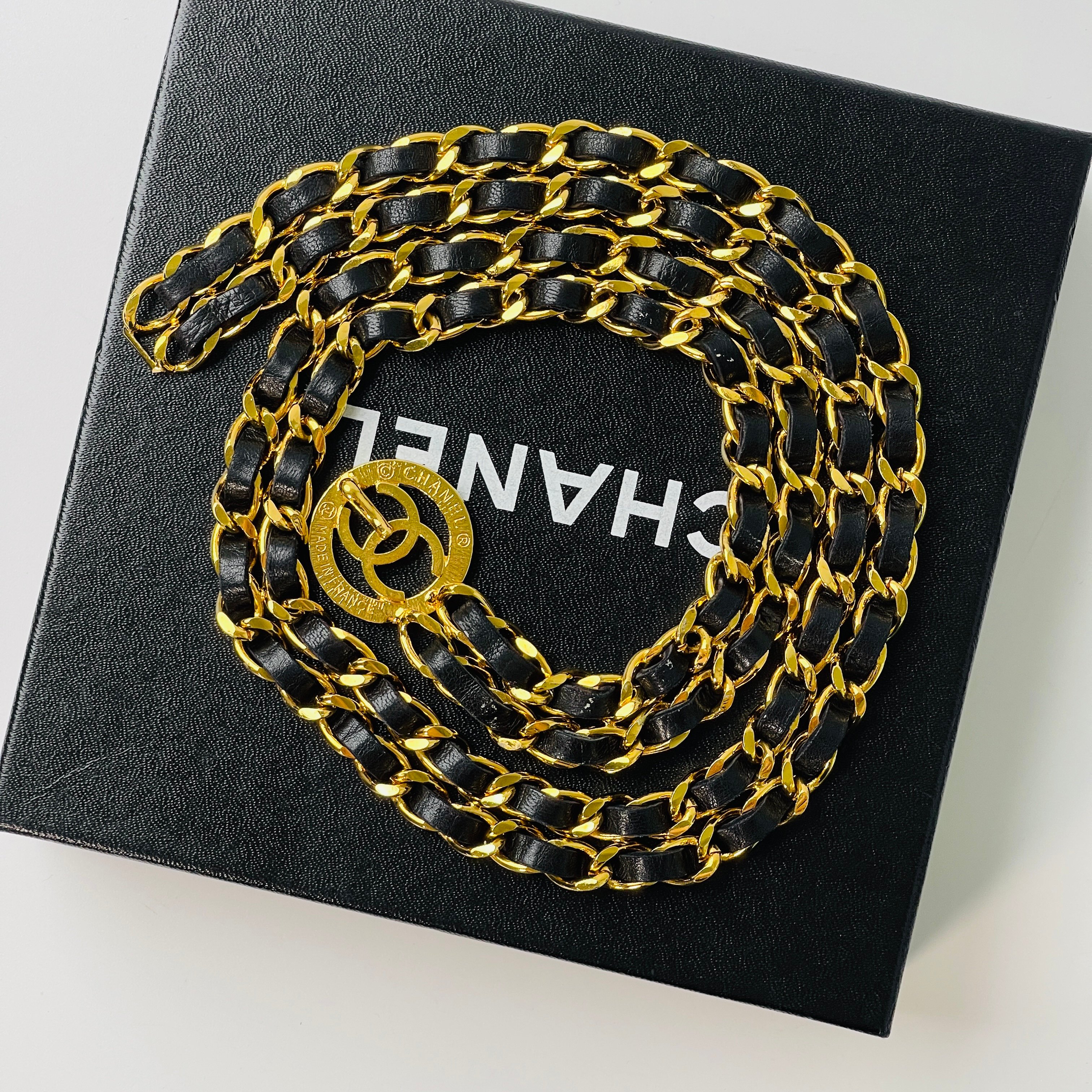 Chanel 放射C雙皮穿腰鍊