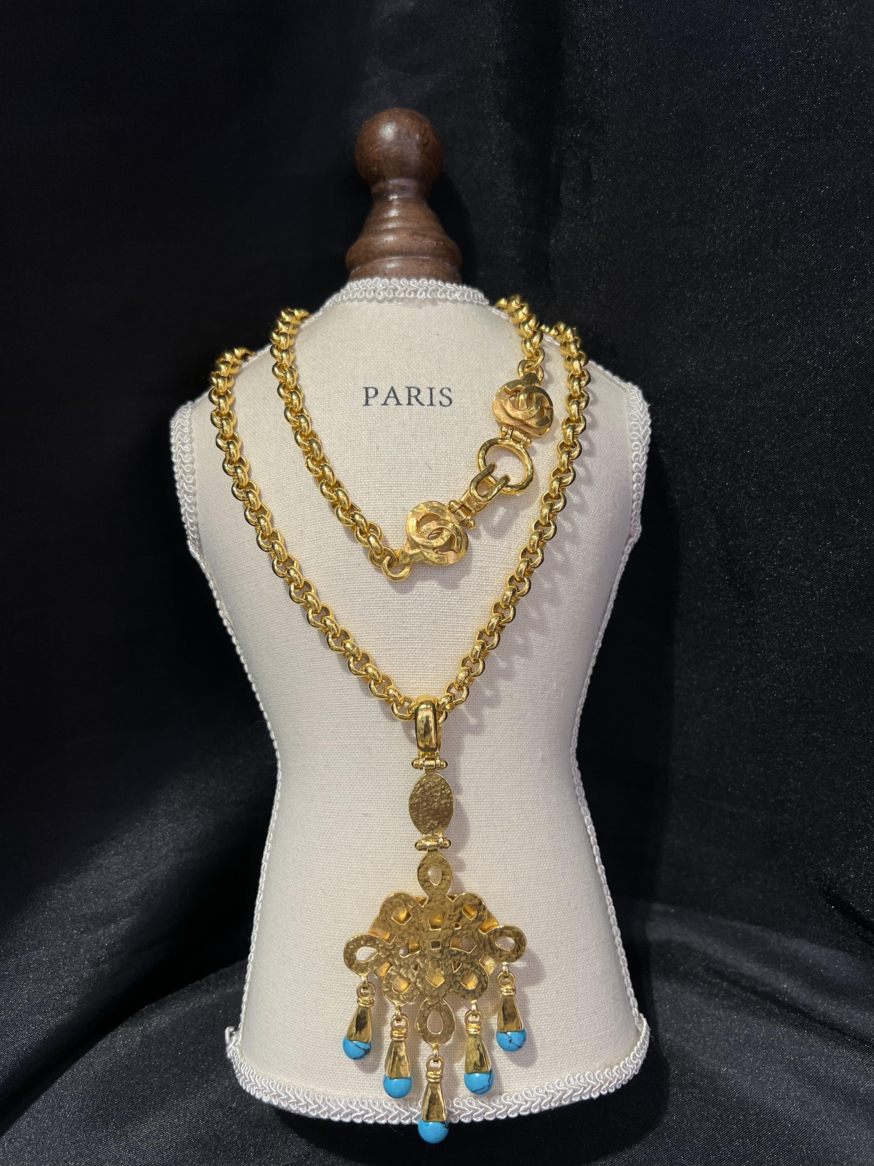 Chanel土耳其藍彩寶長鏈