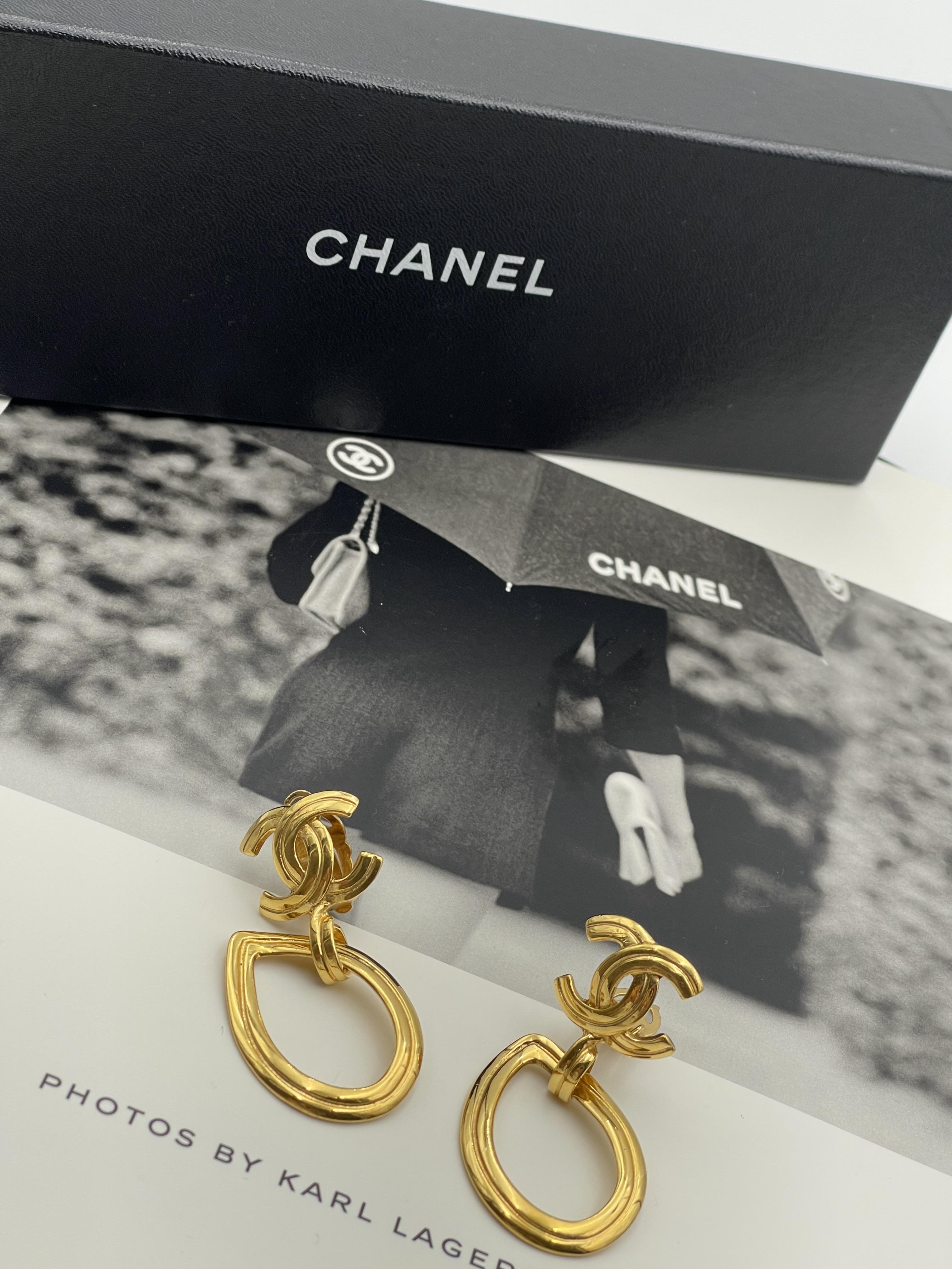 Chanel雙c水滴耳夾