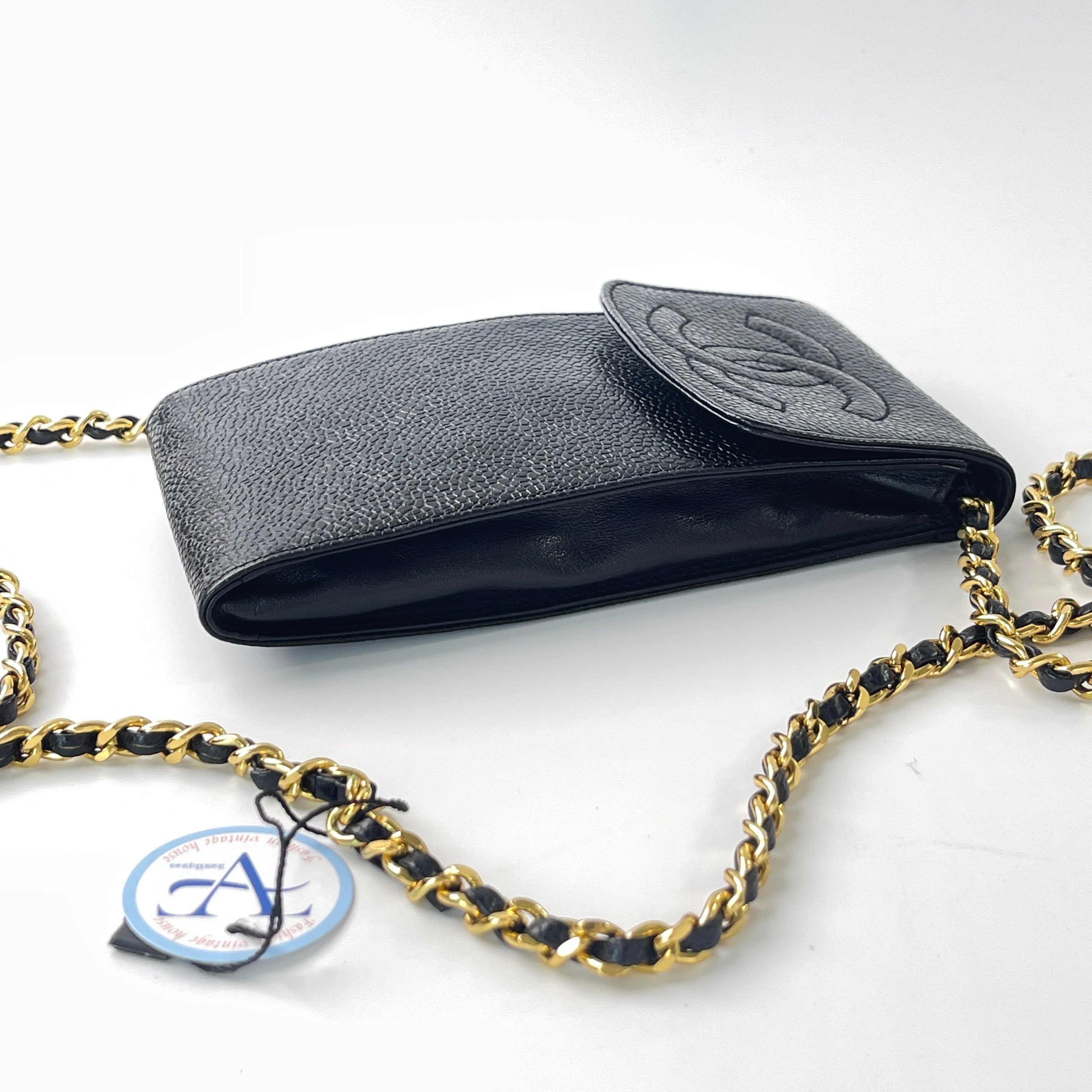 Chanel 荔皮手機包（黑）