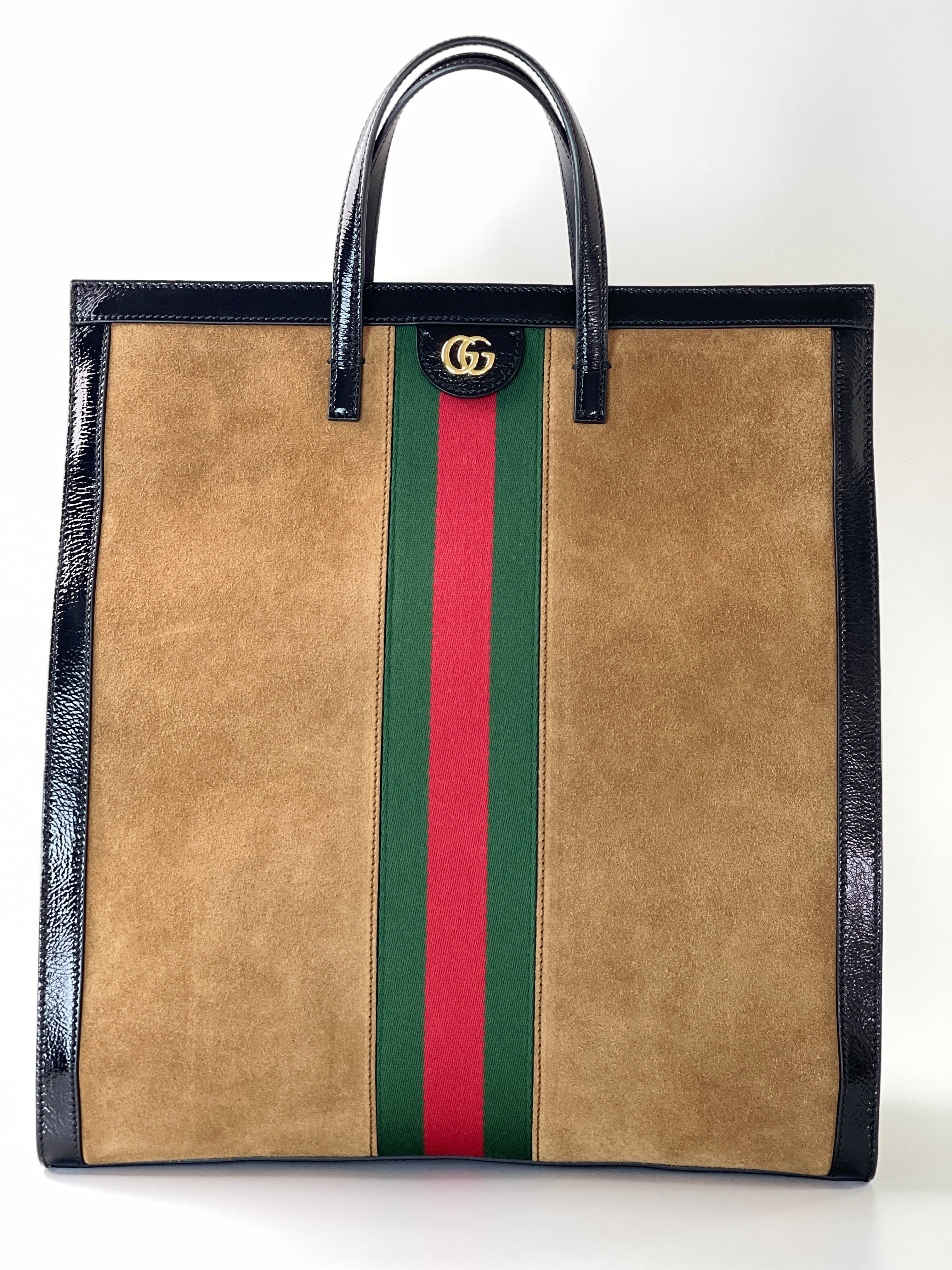 Gucci 紅綠麂皮大托特包