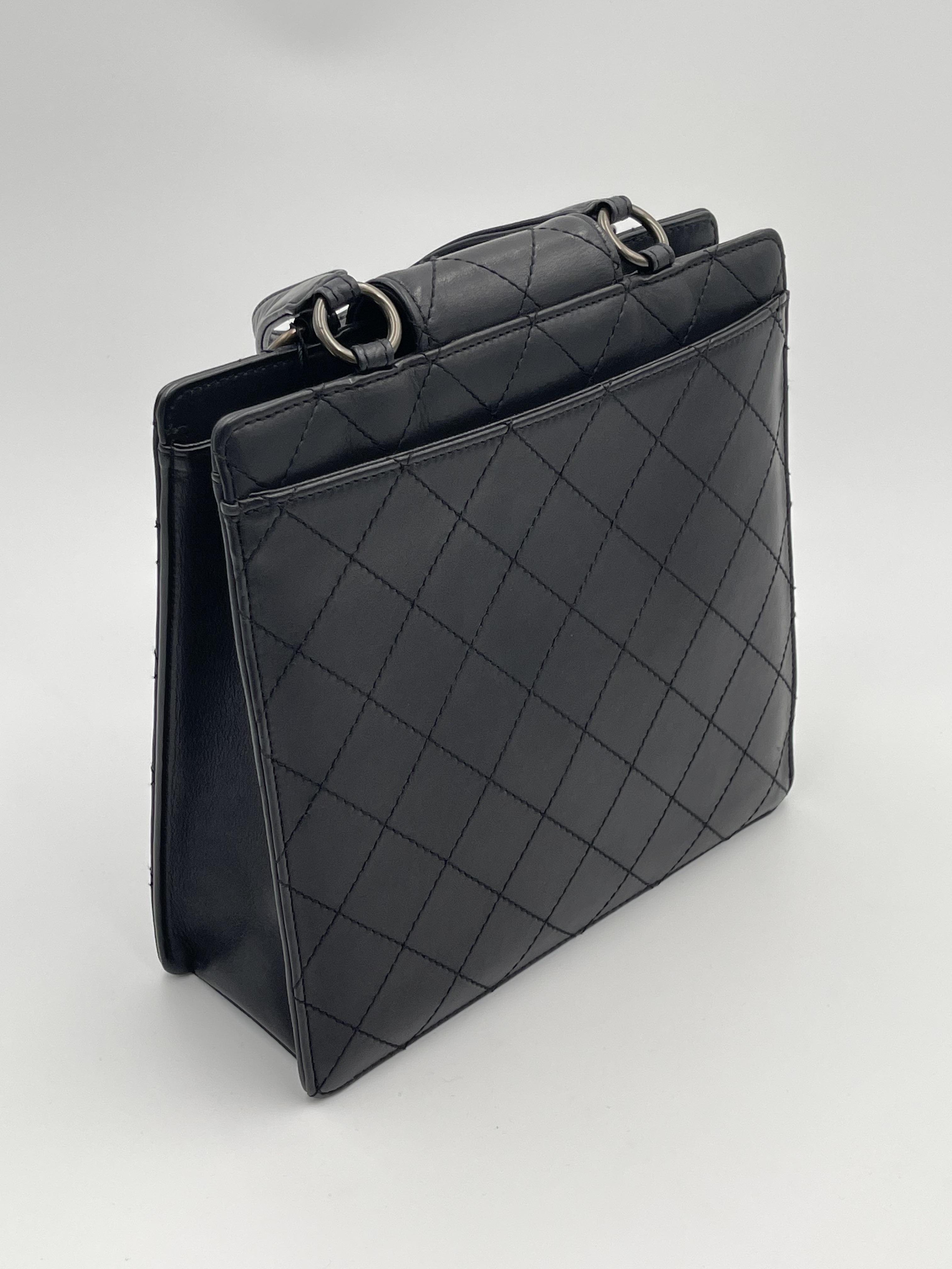 Chanel外縫線銅釦手提包