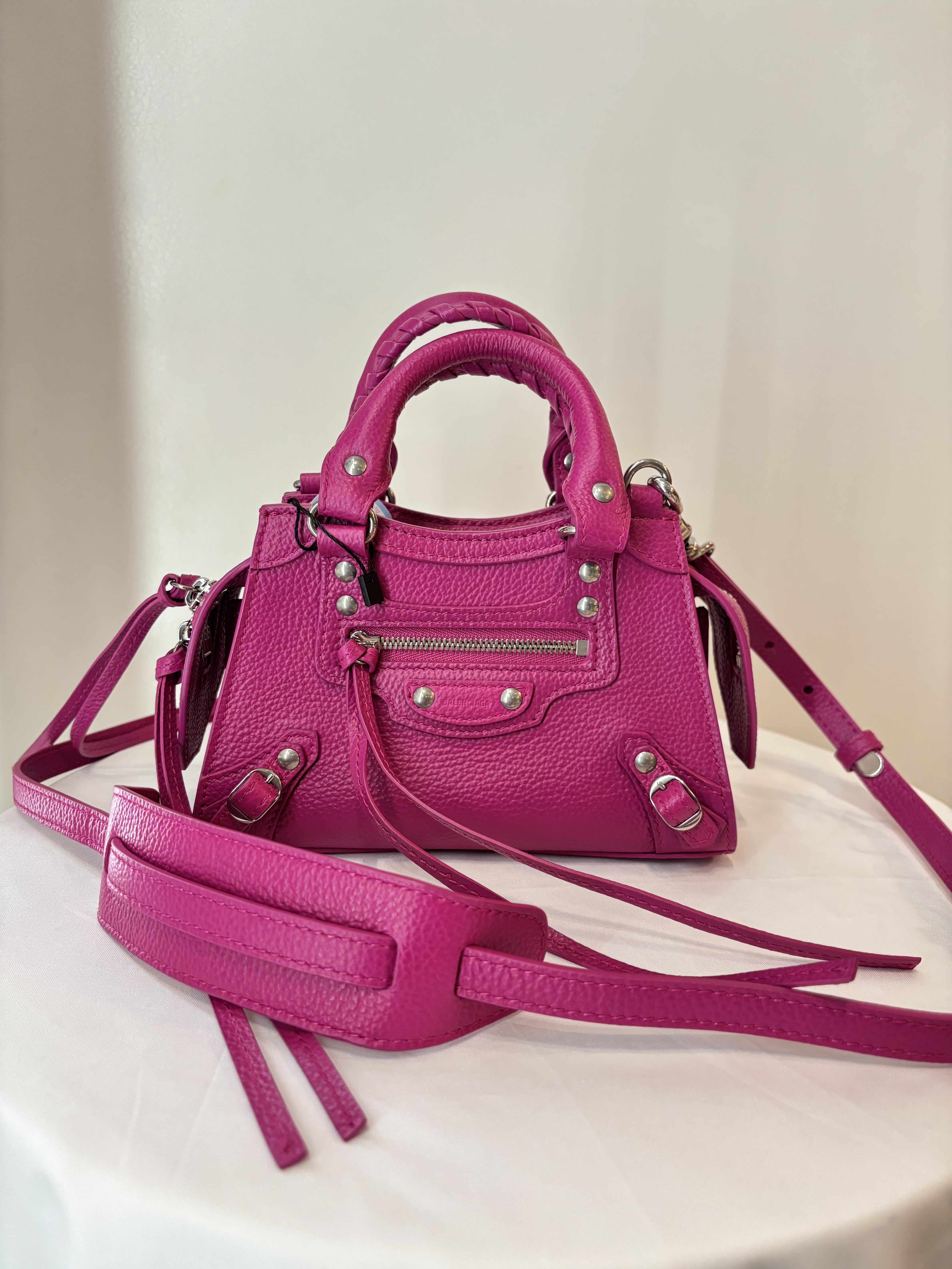 Ba1411 Balenciaga mini 桃粉機車包