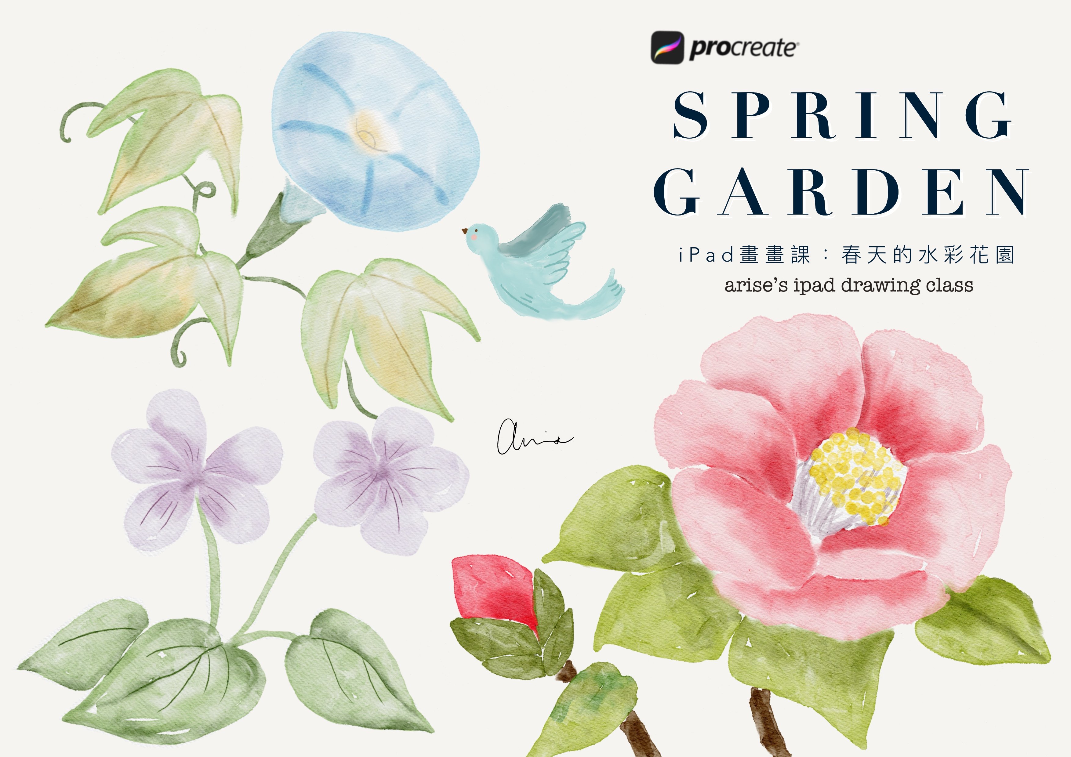 iPad畫畫課：春天的水彩花園