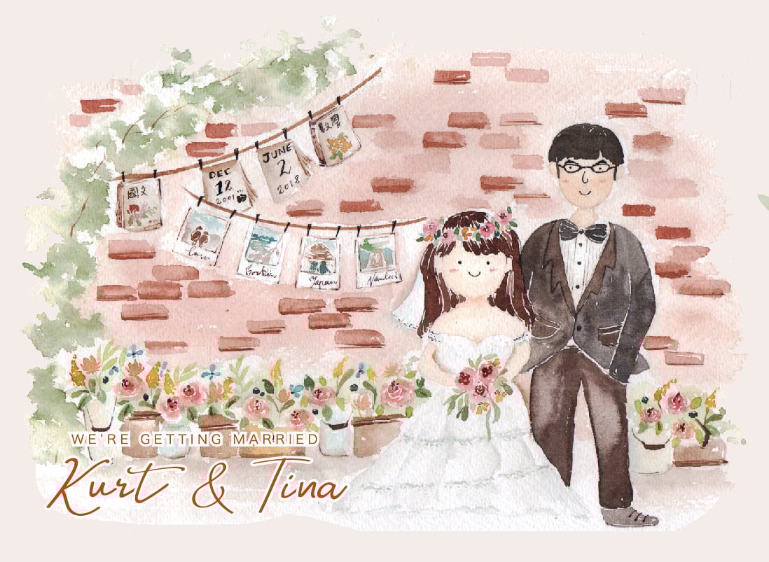 客製化插畫服務／喜帖設計—亞儒＆鎧僑