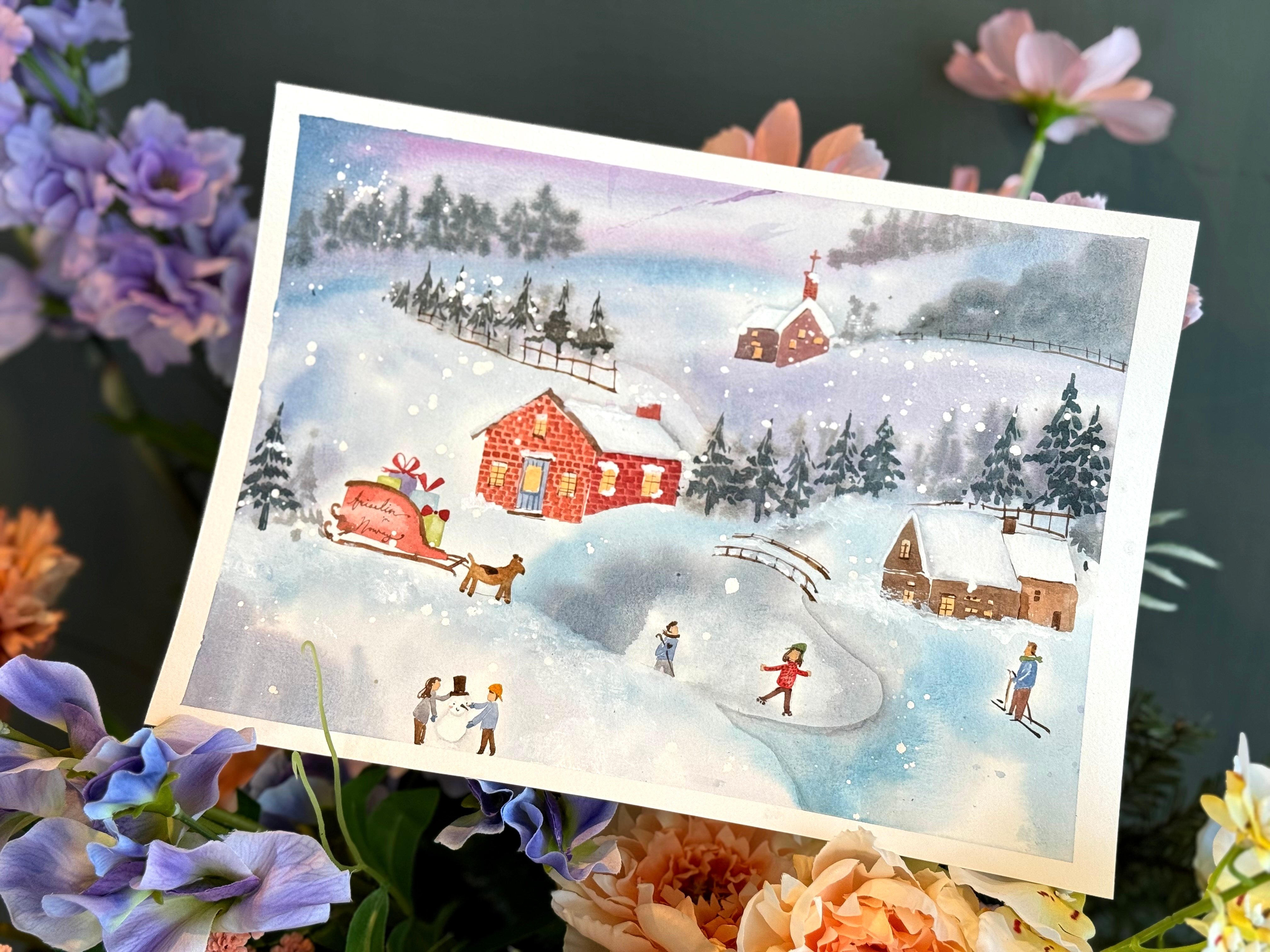 輕水彩課：挪威滑雪趣