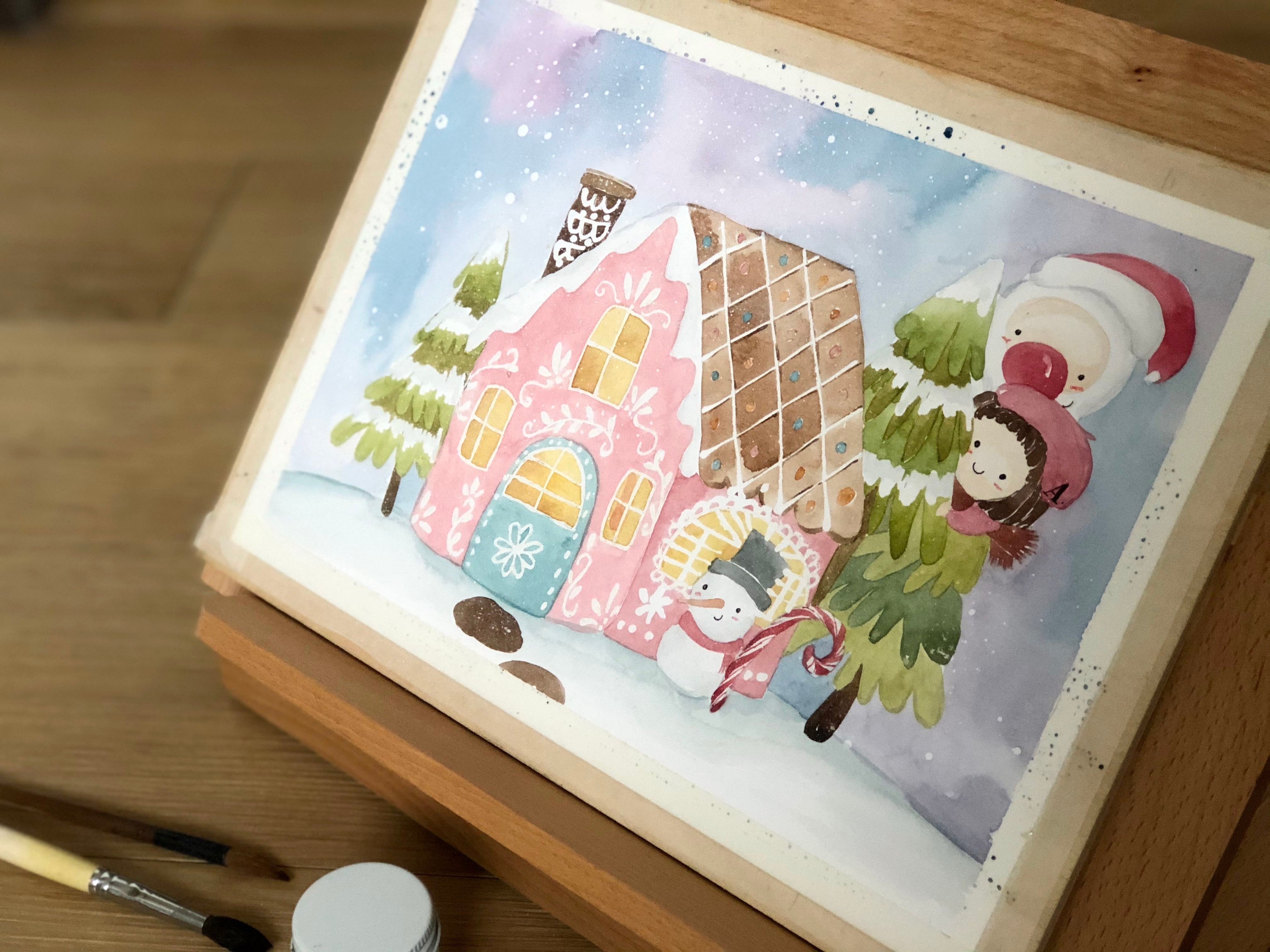 輕水彩課：聖誕薑餅屋