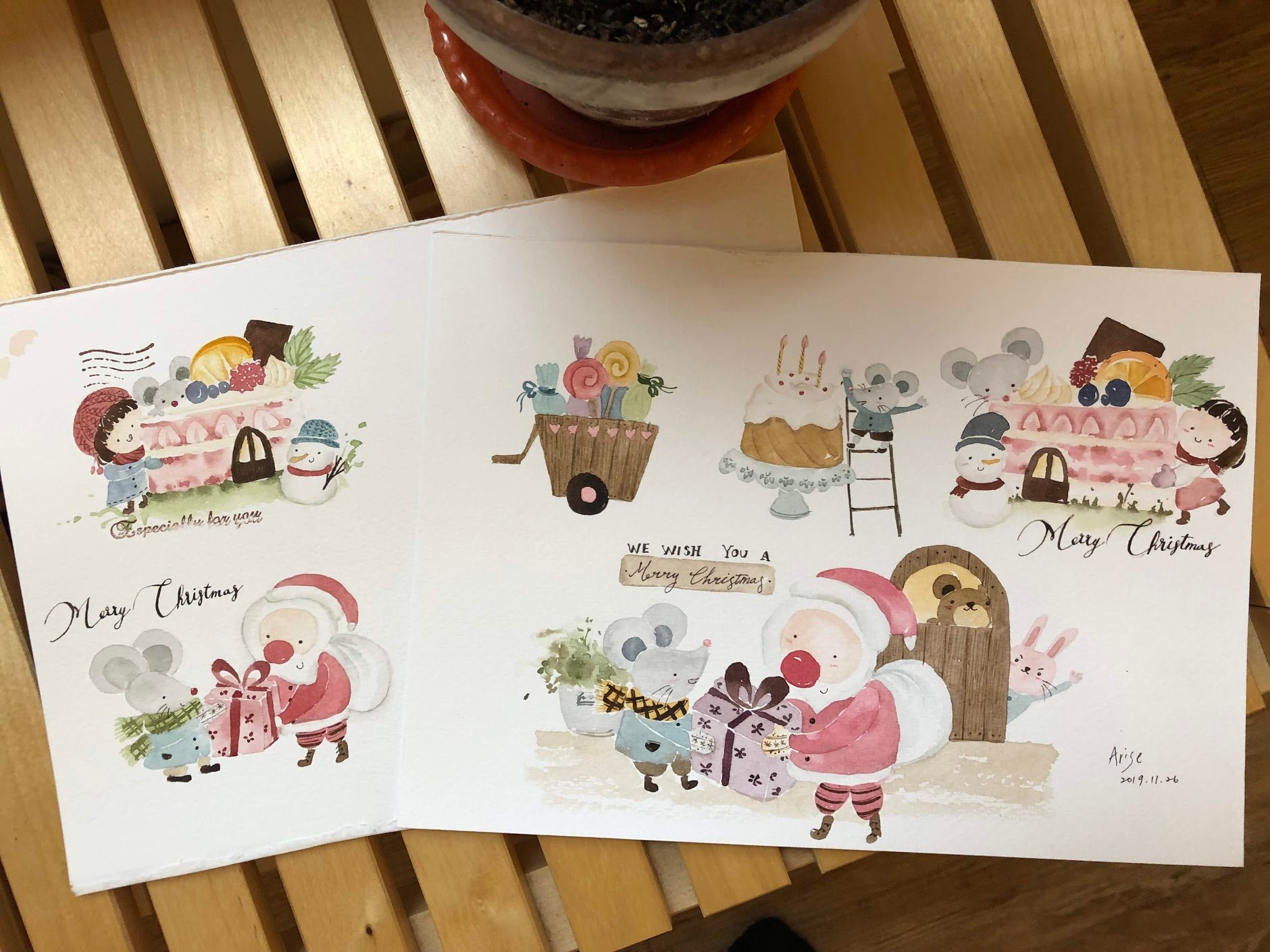 到小老鼠家過聖誕｜Ariselin Design 水彩課｜